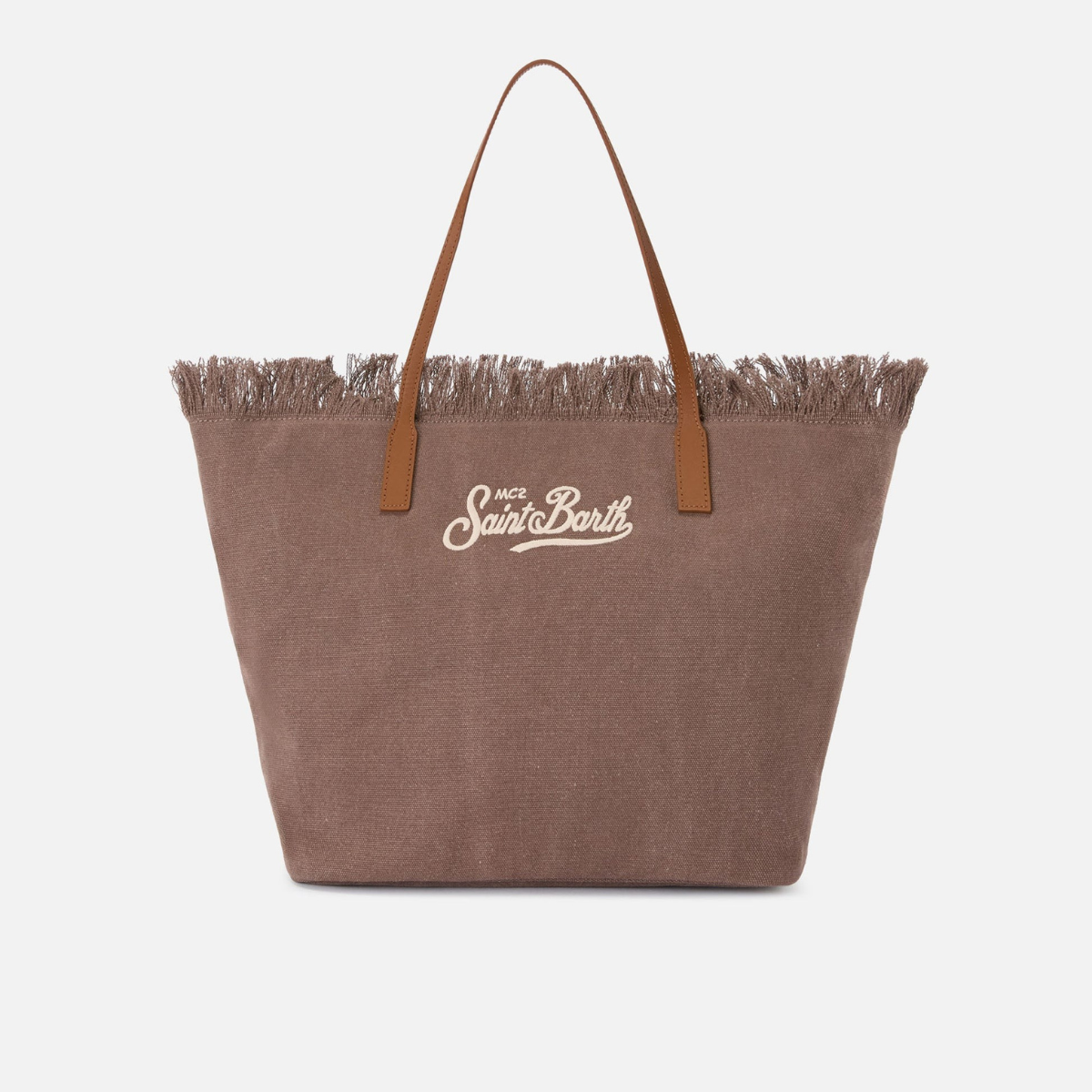 Mc2 Saint Barth Borsa in Canvas City Regular con Frange Marrone