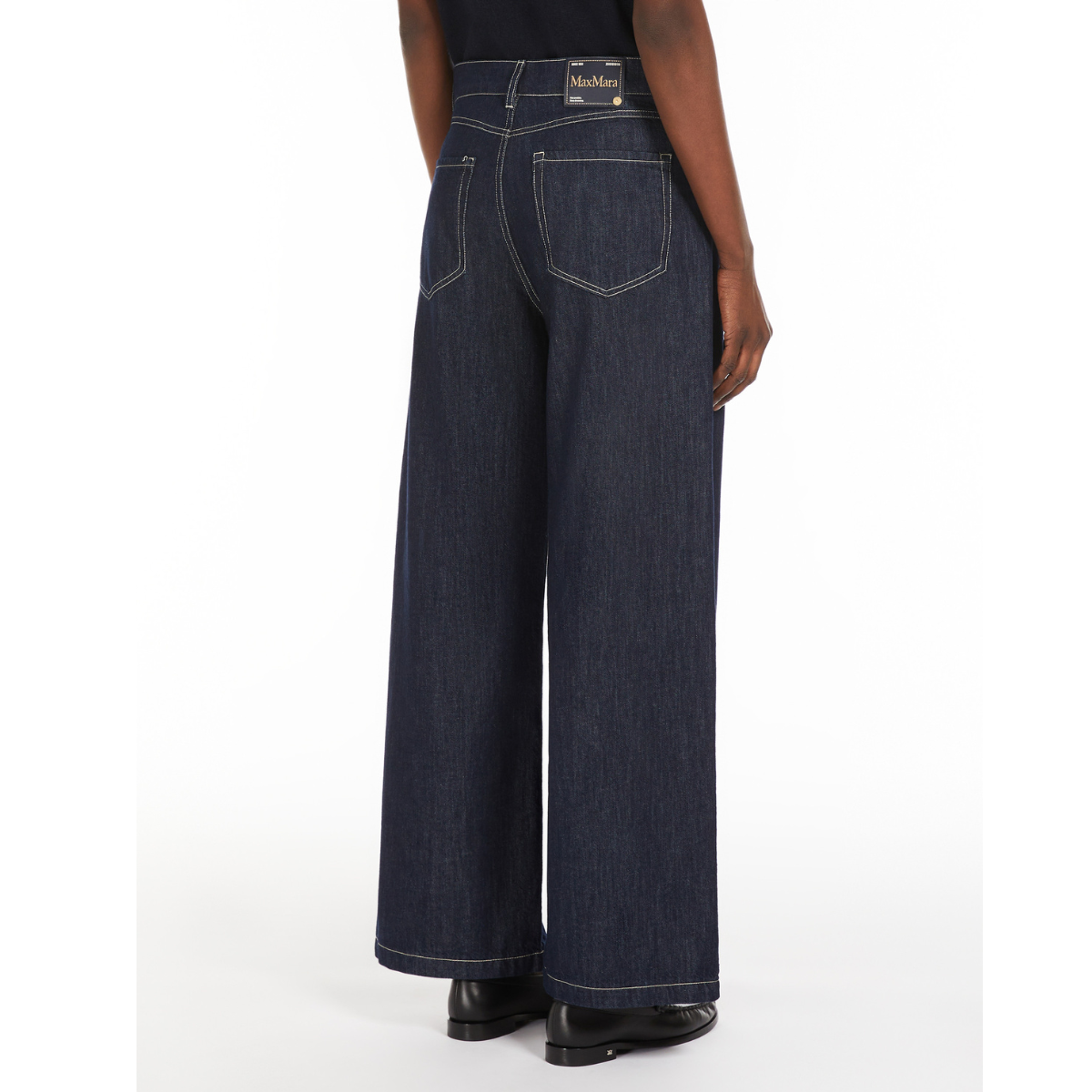 Max Mara Jeans Wide Leg in Denim Donna Zucchero Blu Notte