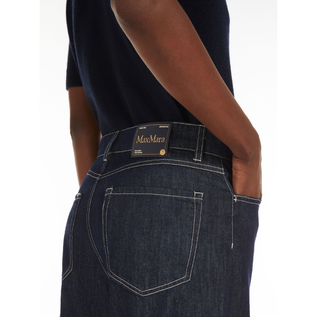 Max Mara Jeans Wide Leg in Denim Donna Zucchero Blu Notte