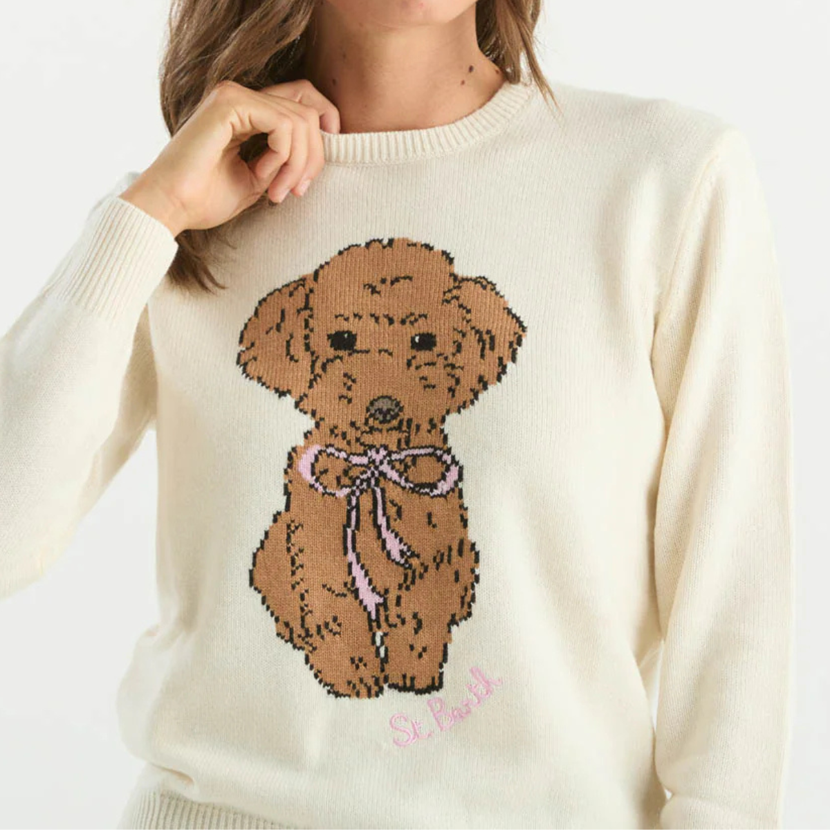 Mc2 Saint Barth Maglione New Queen Poodle Bow Donna Panna