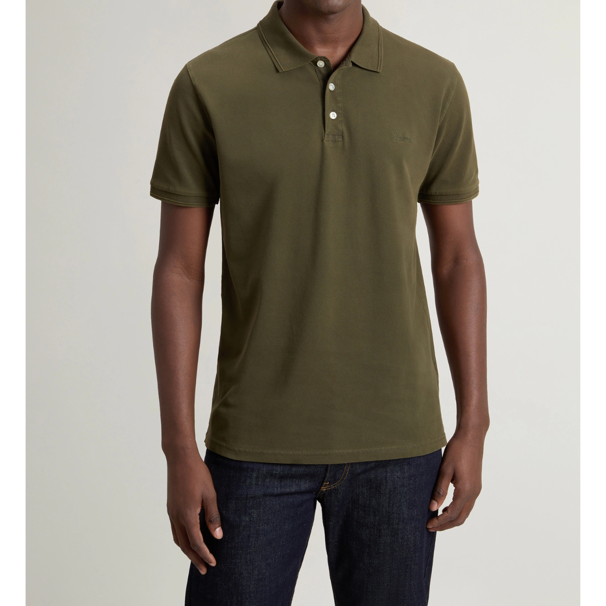 Woolrich Polo in Piquè di Cotone Elasticizzato Uomo Macknack Greenstone