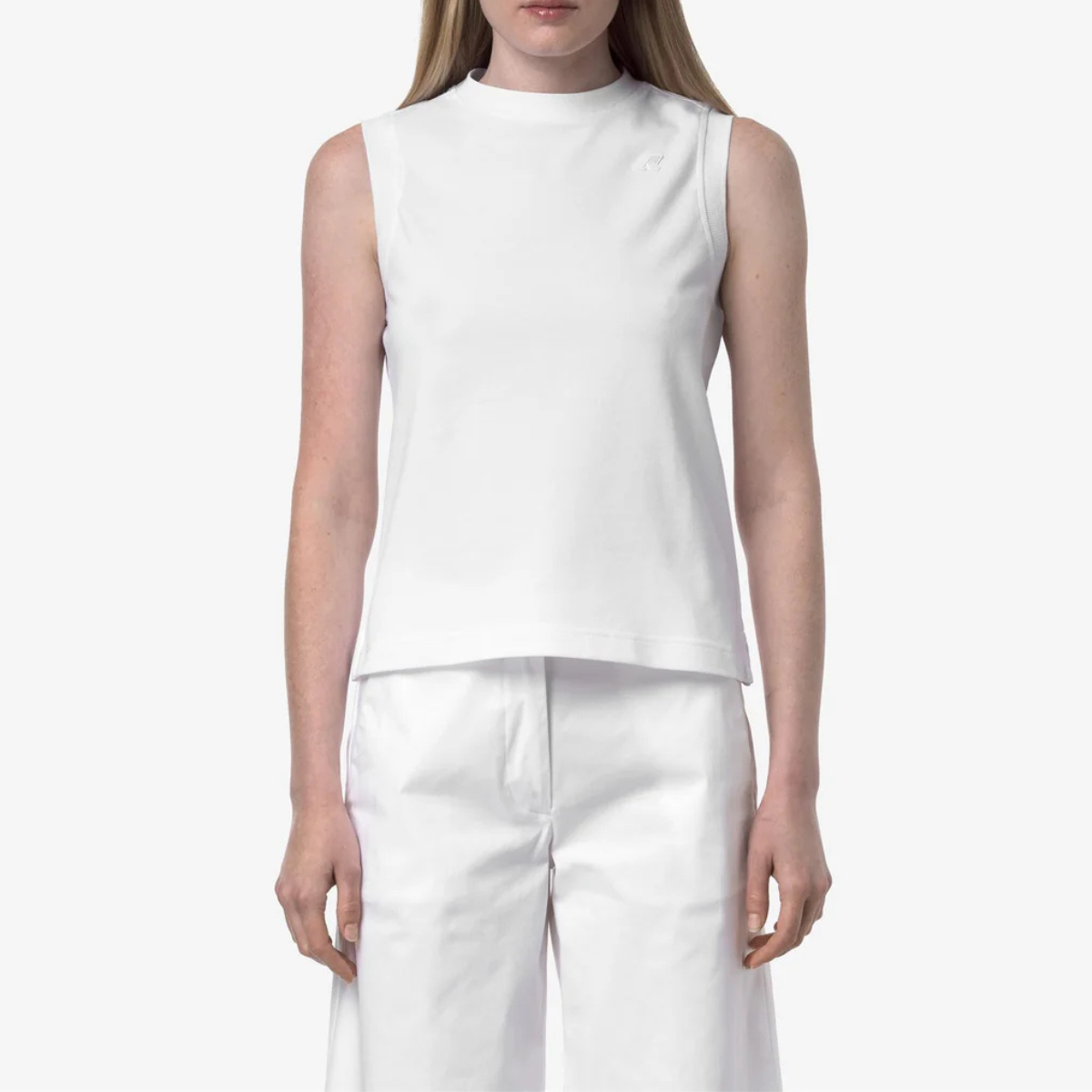 K-way Canotta in Piqué di Cotone Donna Mosa Piqué Bianco