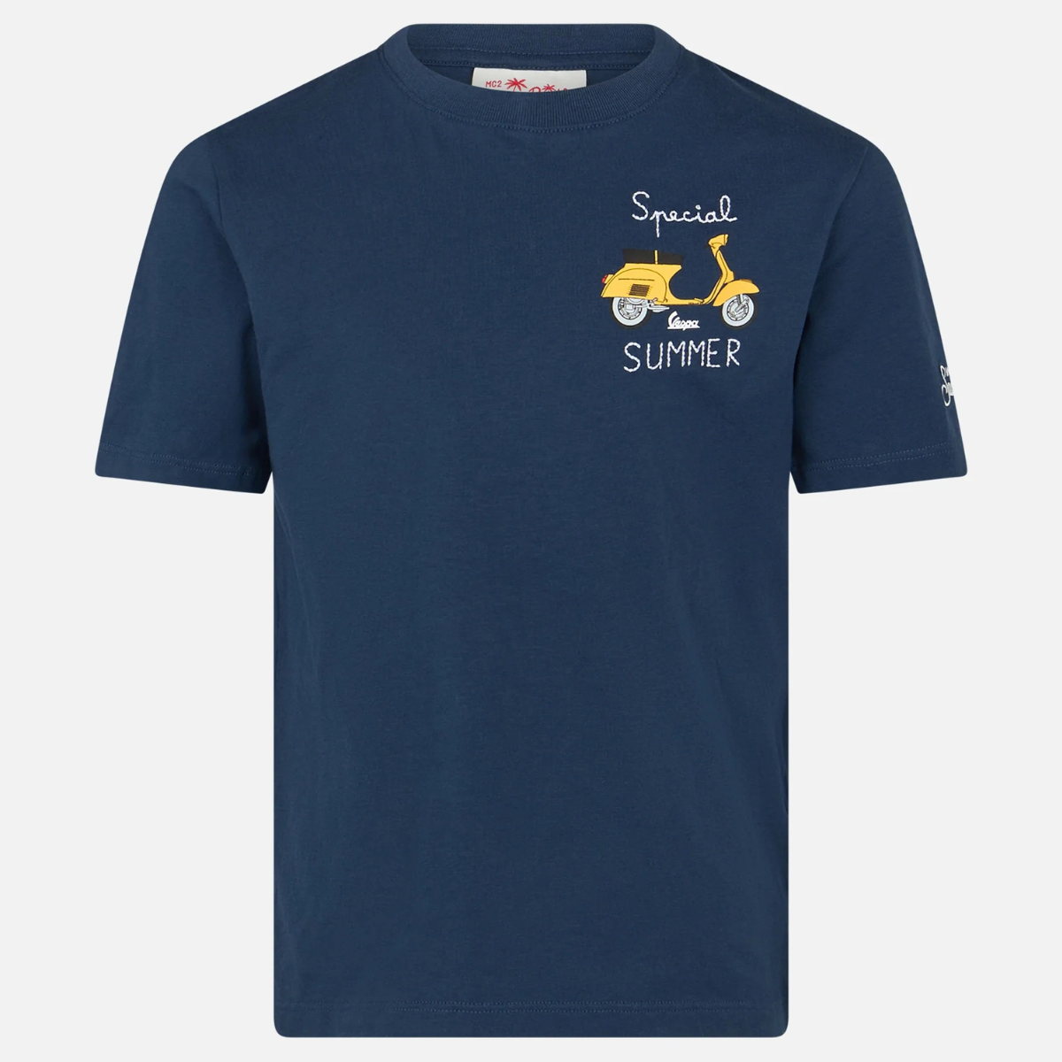 Mc2 Saint Barth T-Shirt Man in Cotone con Ricamo Uomo Special Summer Blu