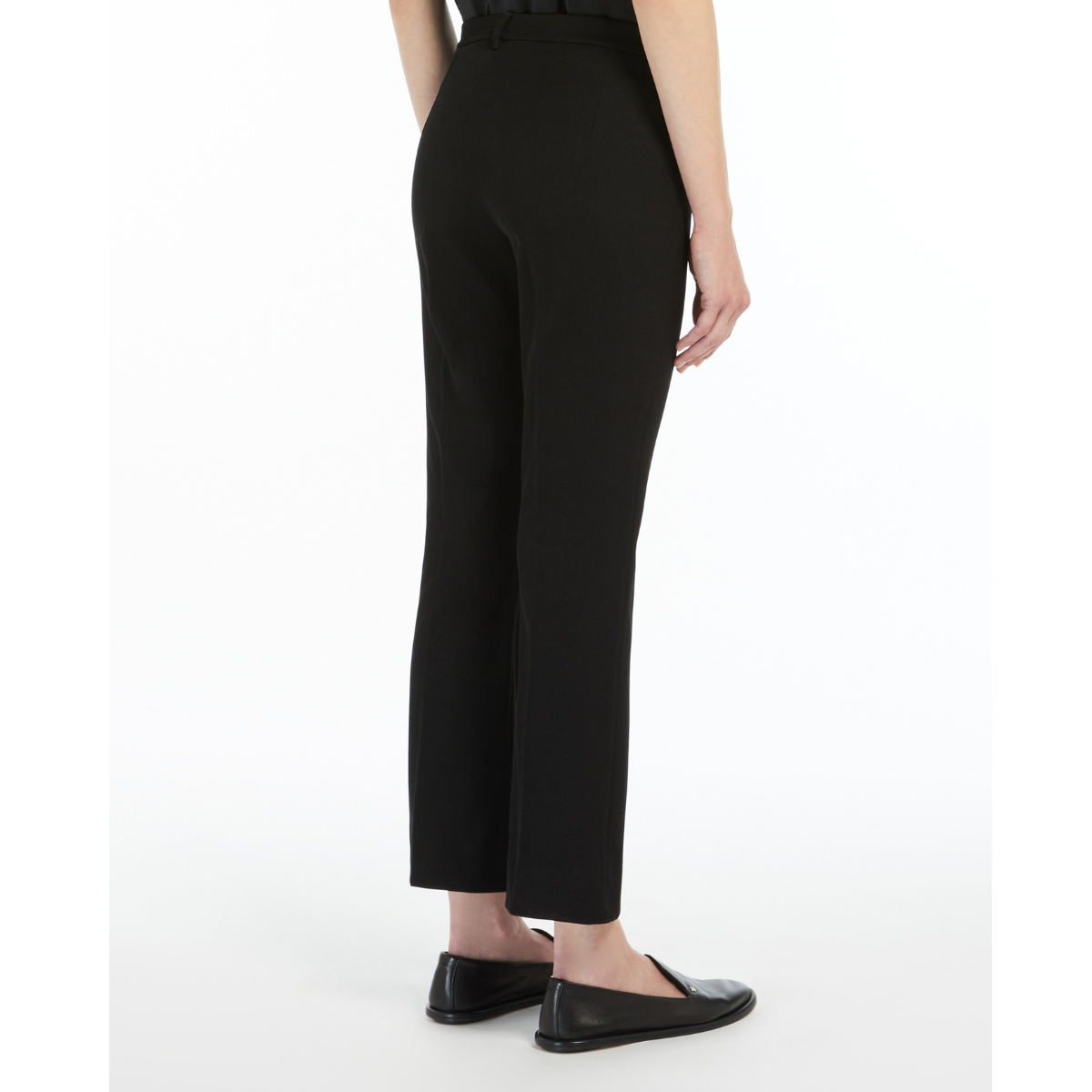 Max Mara Pantalone in Misto Cotone Elasticizzato Umanita Donna Nero