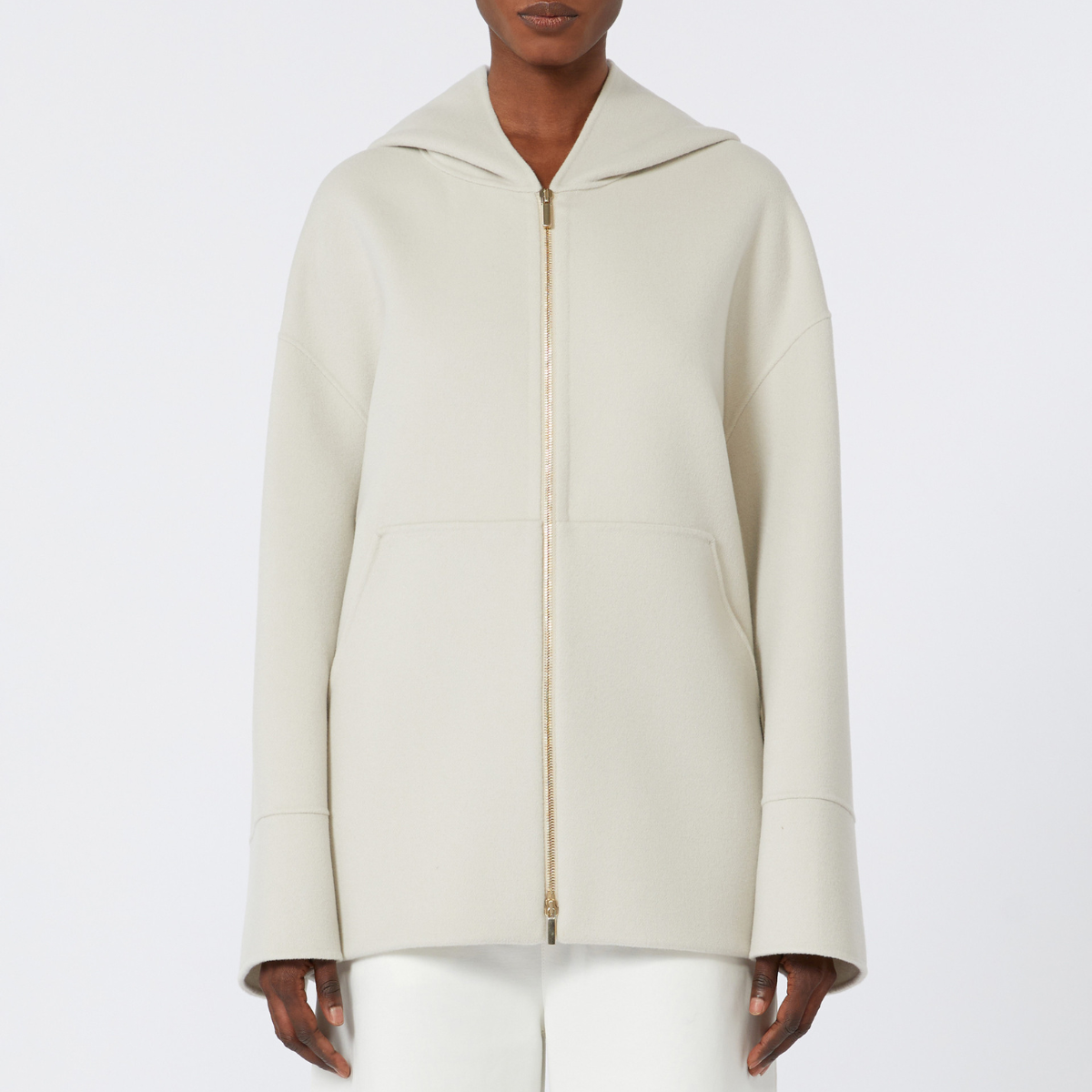 Max Mara Felpa in Lana Double Romina Donna Bianco Avorio