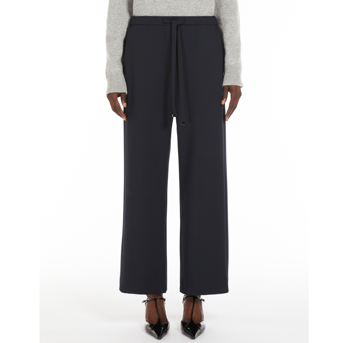 Max Mara Pantalone in Fresco Lana Donna Argenta Blu Notte