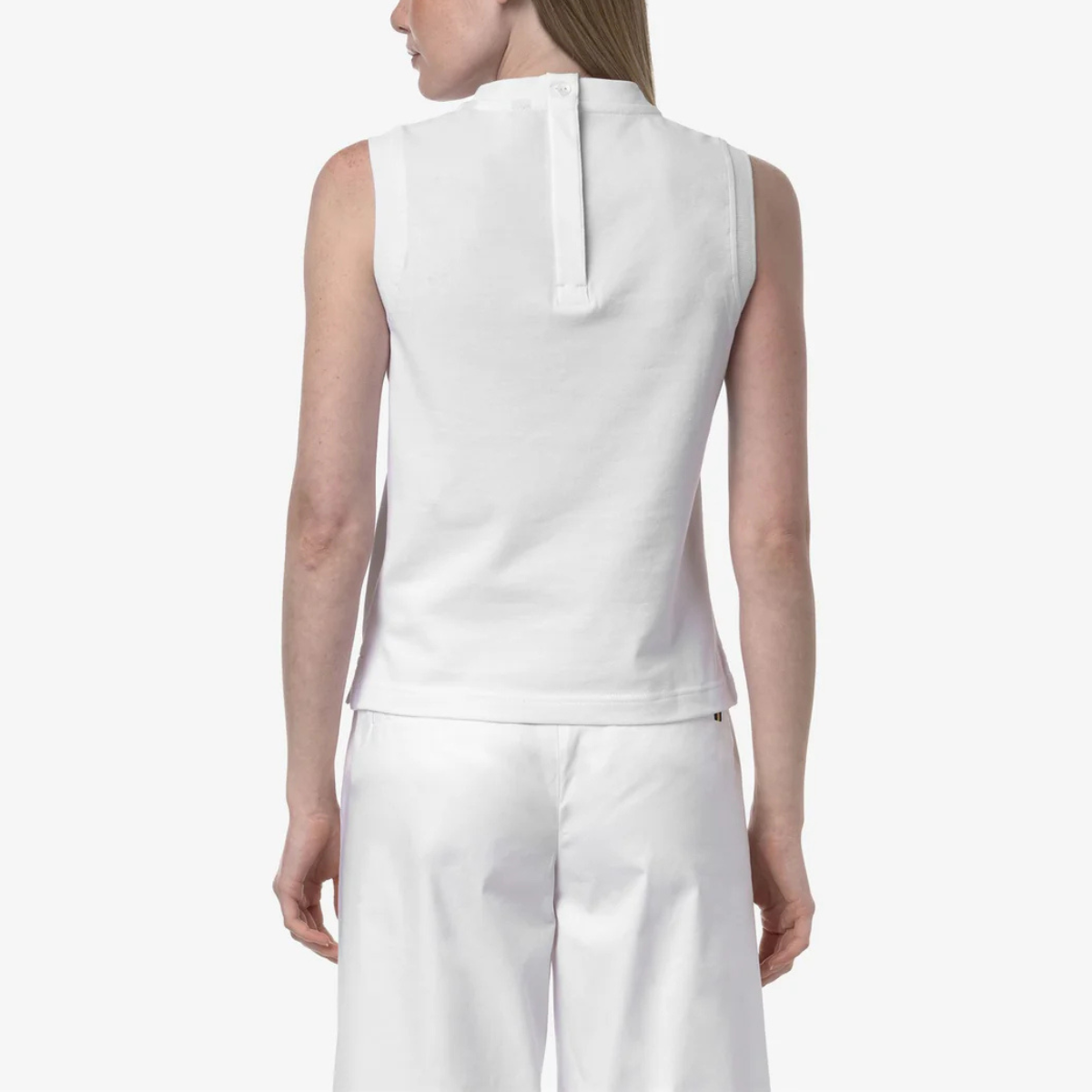 K-way Canotta in Piqué di Cotone Donna Mosa Piqué Bianco