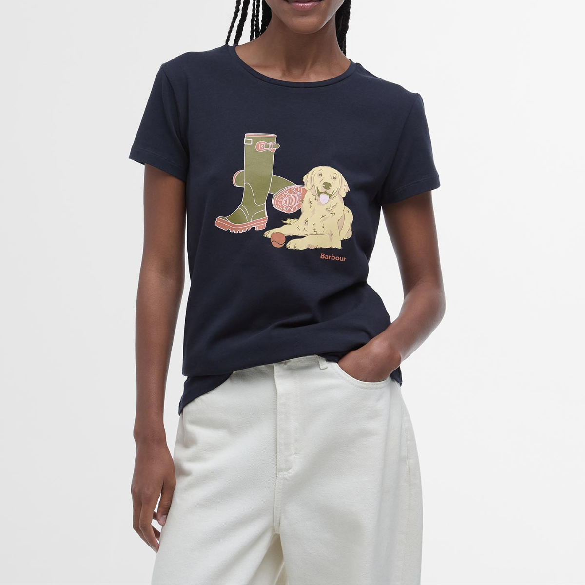 Barbour T-Shirt in Cotone con Stampa Ower Donna Blu
