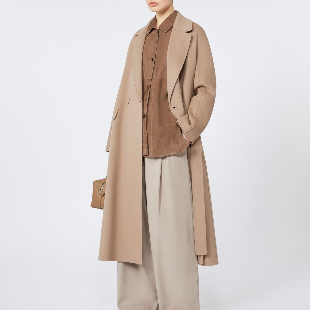 Max Mara Cappotto Over in Lana Doppiopetto Enzo Donna Sabbia