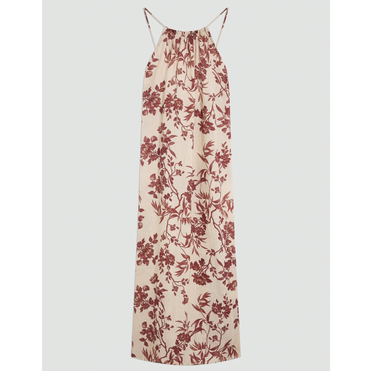 Semicouture Abito in Lino Floreale Donna Emmy Fiore Ecru-Barolo