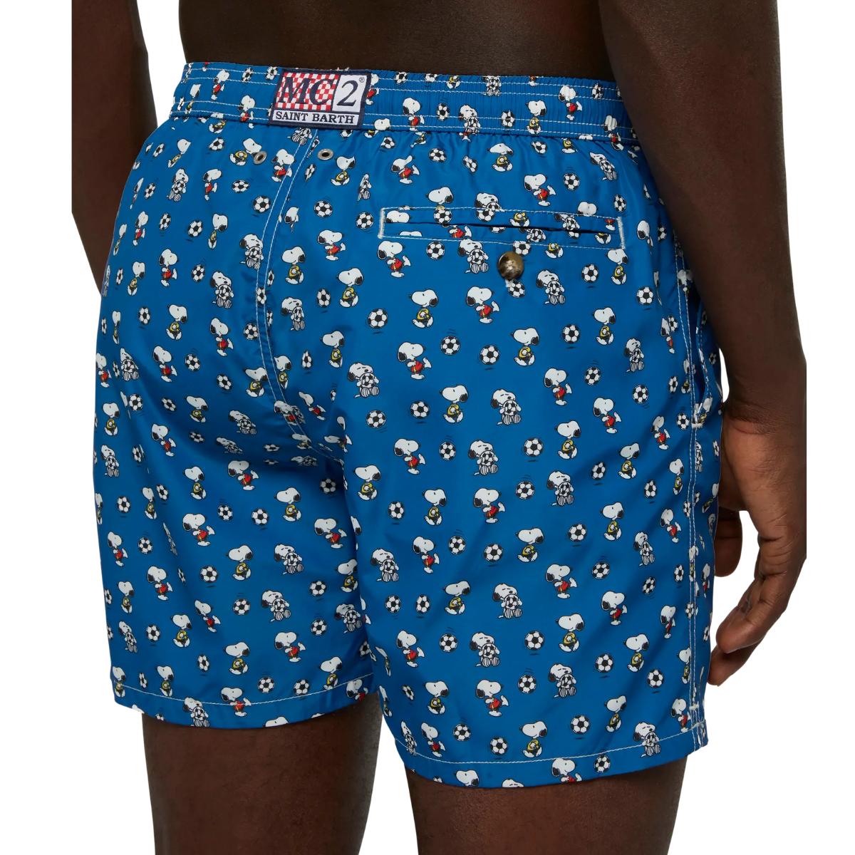 MC2 Saint Barth Costume a Pantaloncino Lighting con Stampa Snoopy Soccer Play Azzurro