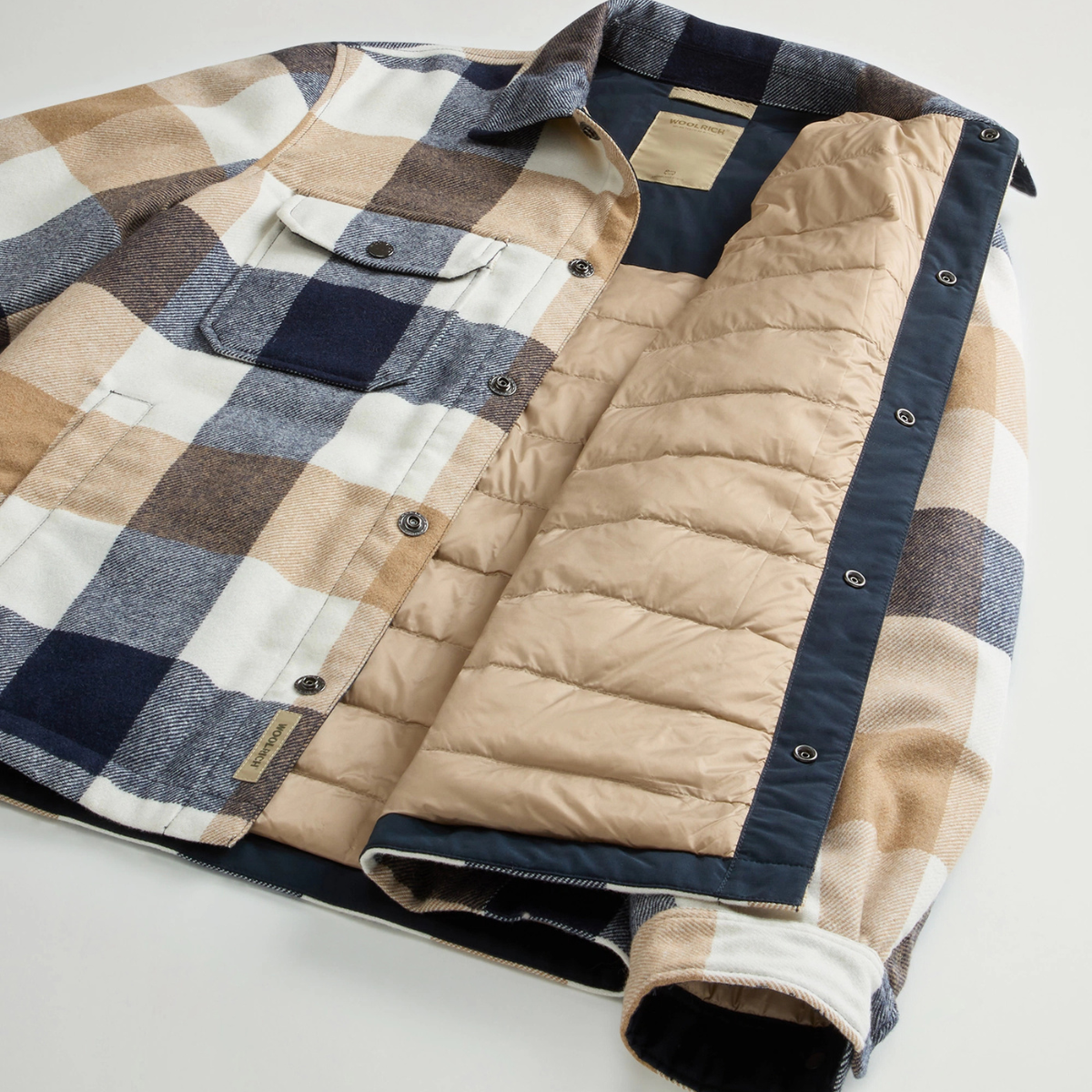 Woolrich Giacca a Camicia in Misto Lana Alaskan Check Uomo Oatmeal Check