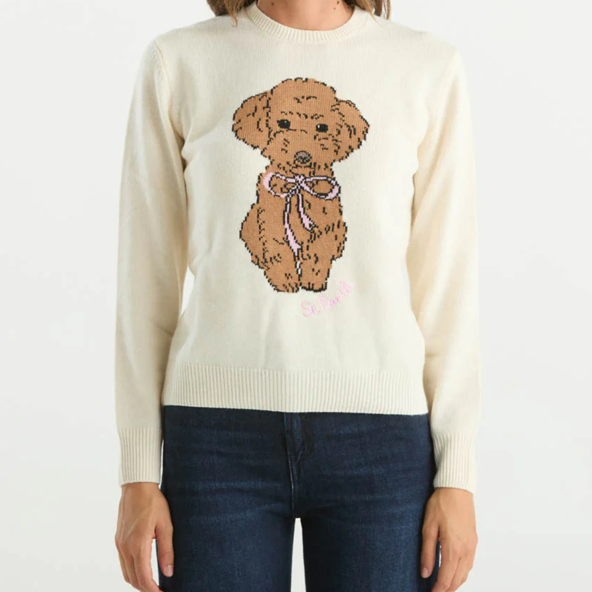 Mc2 Saint Barth Maglione New Queen Poodle Bow Donna Panna