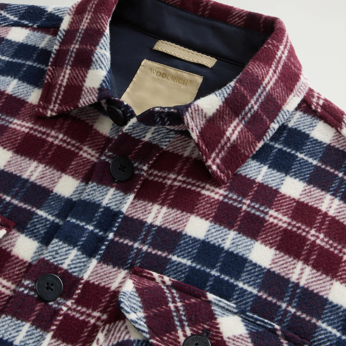 Giacca a Camicia in Misto Lana a Scacchi Ranger Overshirt Uomo Wine Black Watch