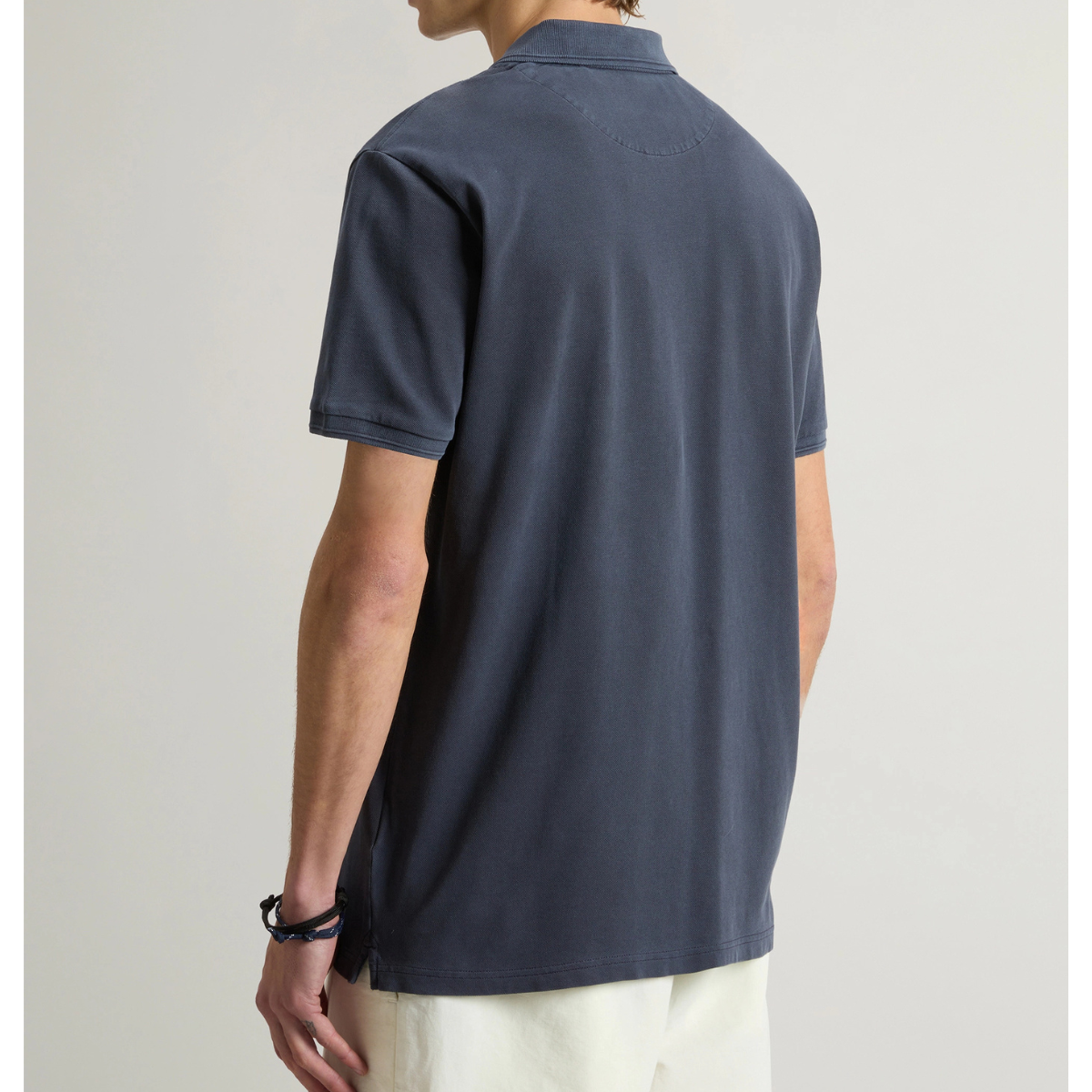 Woolrich Polo in Piquè di Cotone Elasticizzato Uomo Macknack Melton Blue