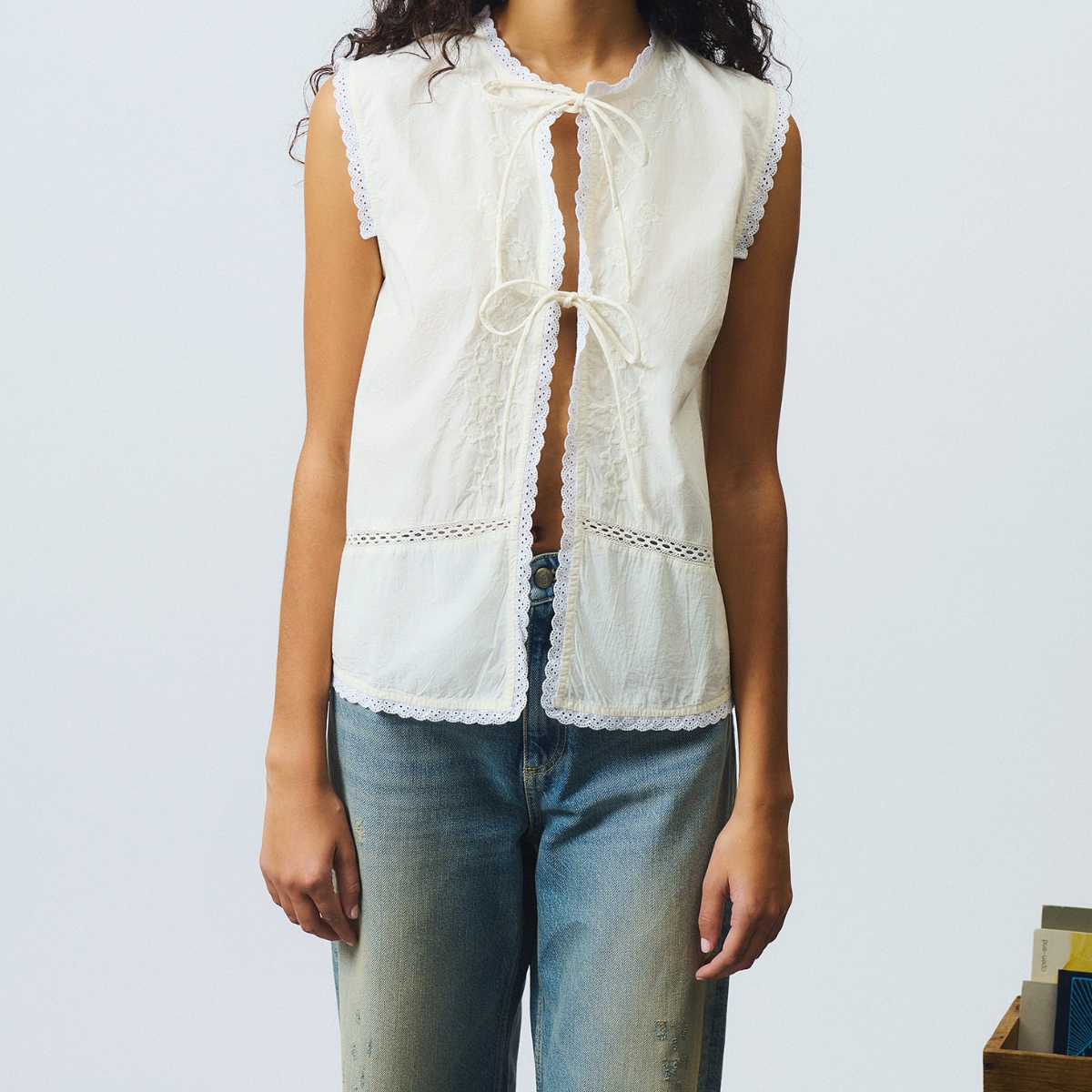 Roy Roger's Camicia Smanicata in Cotone Old Glory Donna Bianco