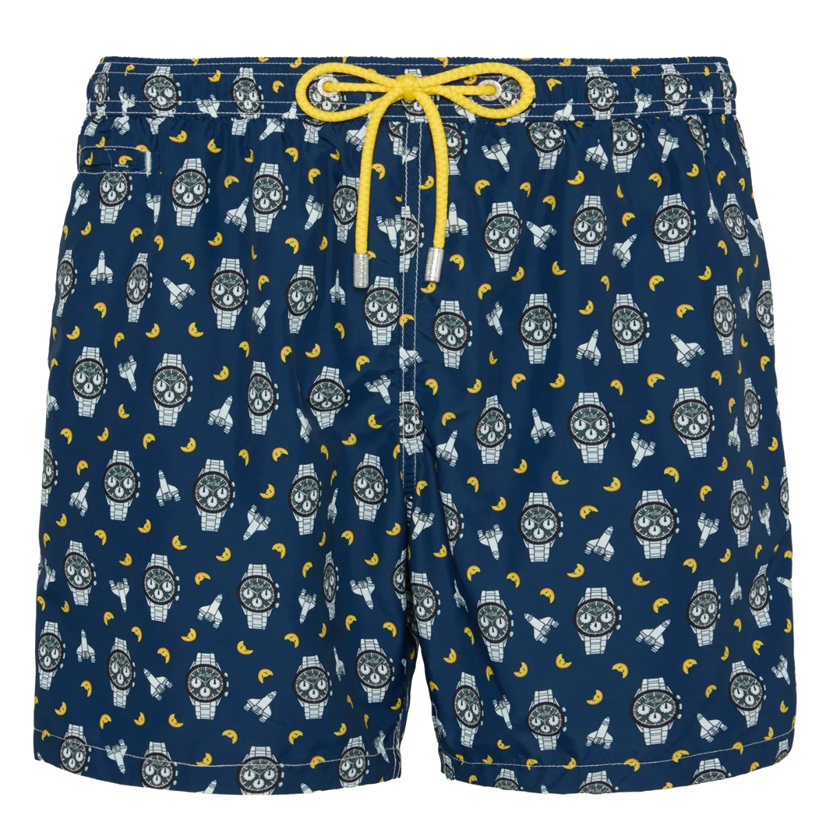 Mc2 Saint Barth Costume Mare in Tessuto Leggero Uomo Lighting con Stampa Orologi e Luna