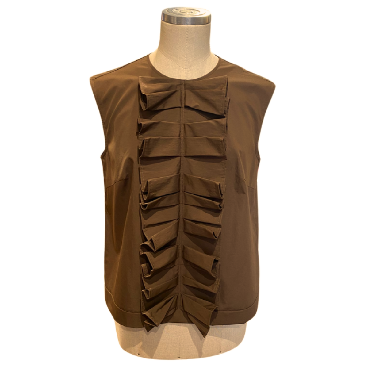 Hache Camicia Smanicata in Misto Cotone Minas Top Donna Marrone