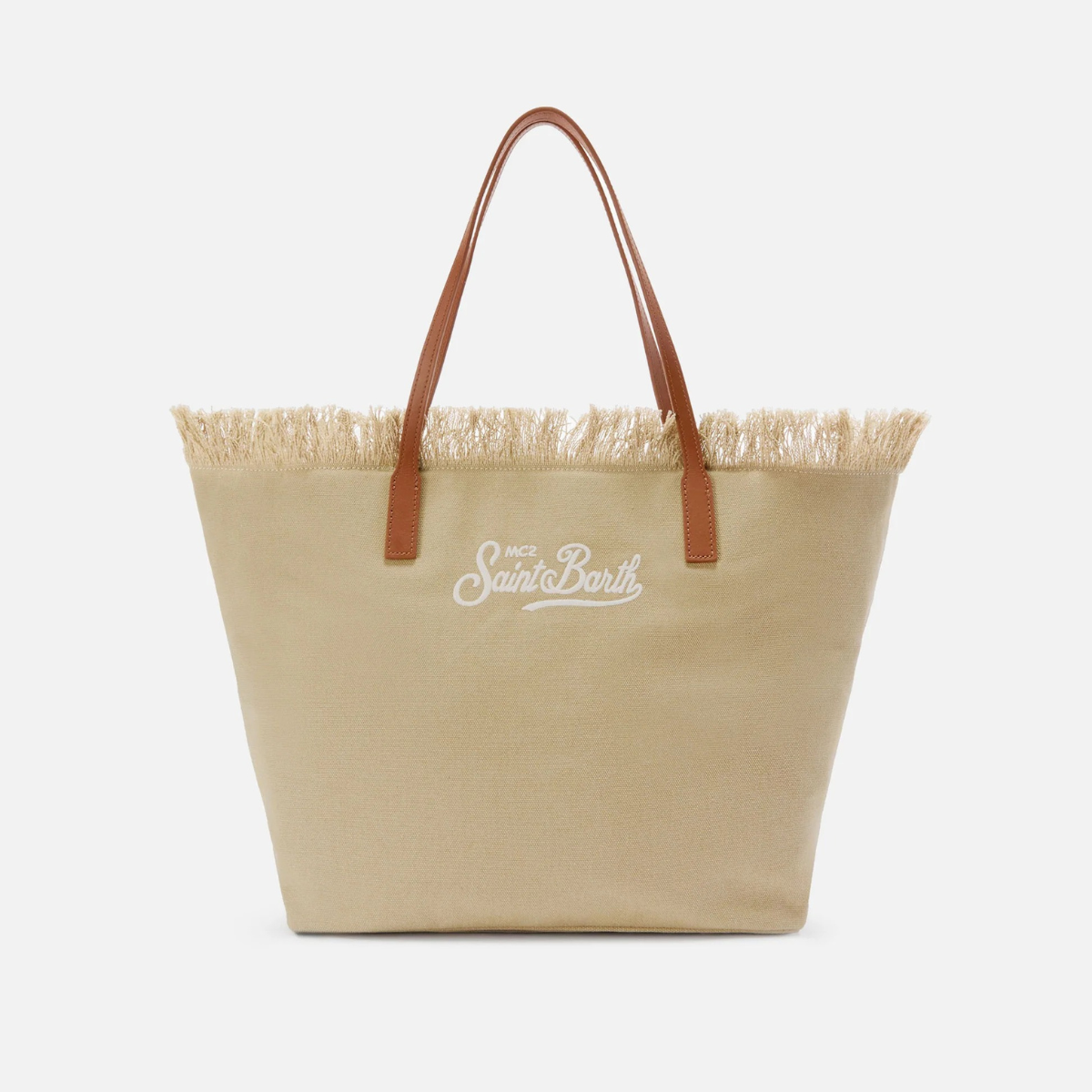 Mc2 Saint Barth Borsa in Canvas City Regular con Frange Beige