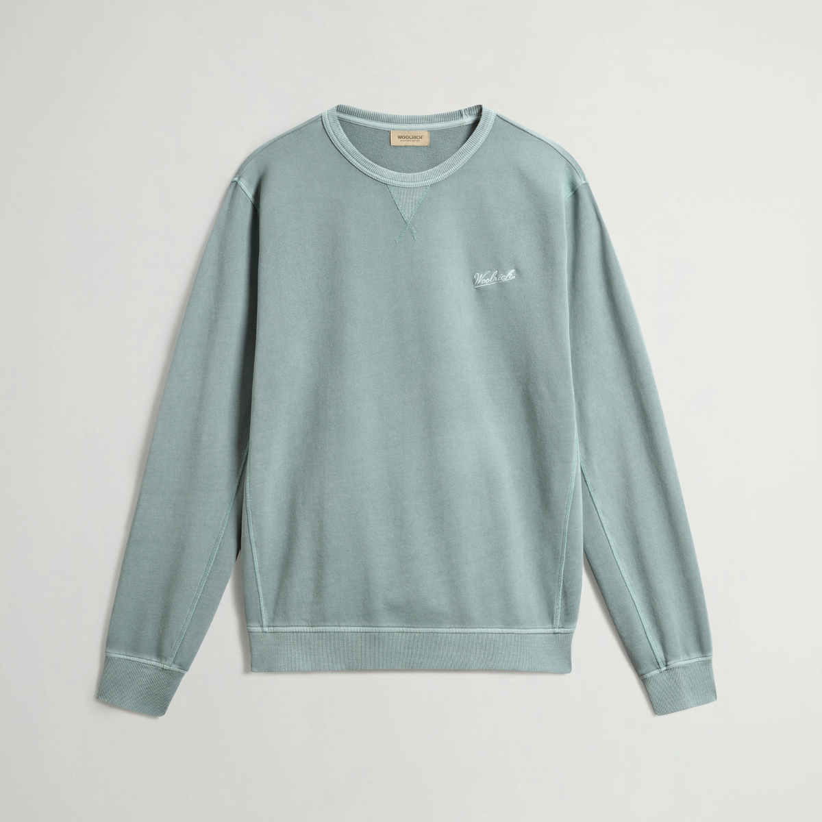 Woolrich Felpa Girocollo in Cotone Uomo Garment Chinois Green