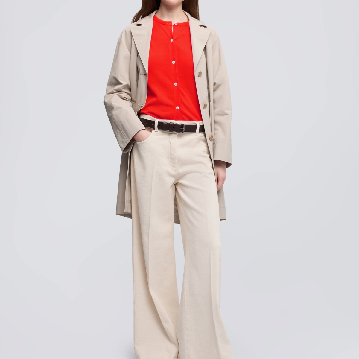 Aspesi Cardigan Girocollo in Filato di Cotone Mod. 3223 Donna Corallo