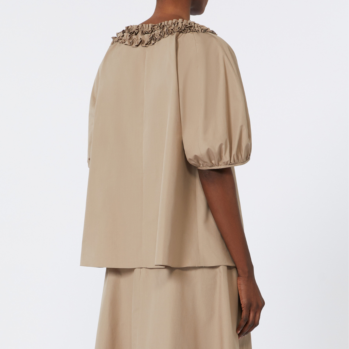 Max Mara Blusa in Cotone con Rouches Oriana Donna Tortora