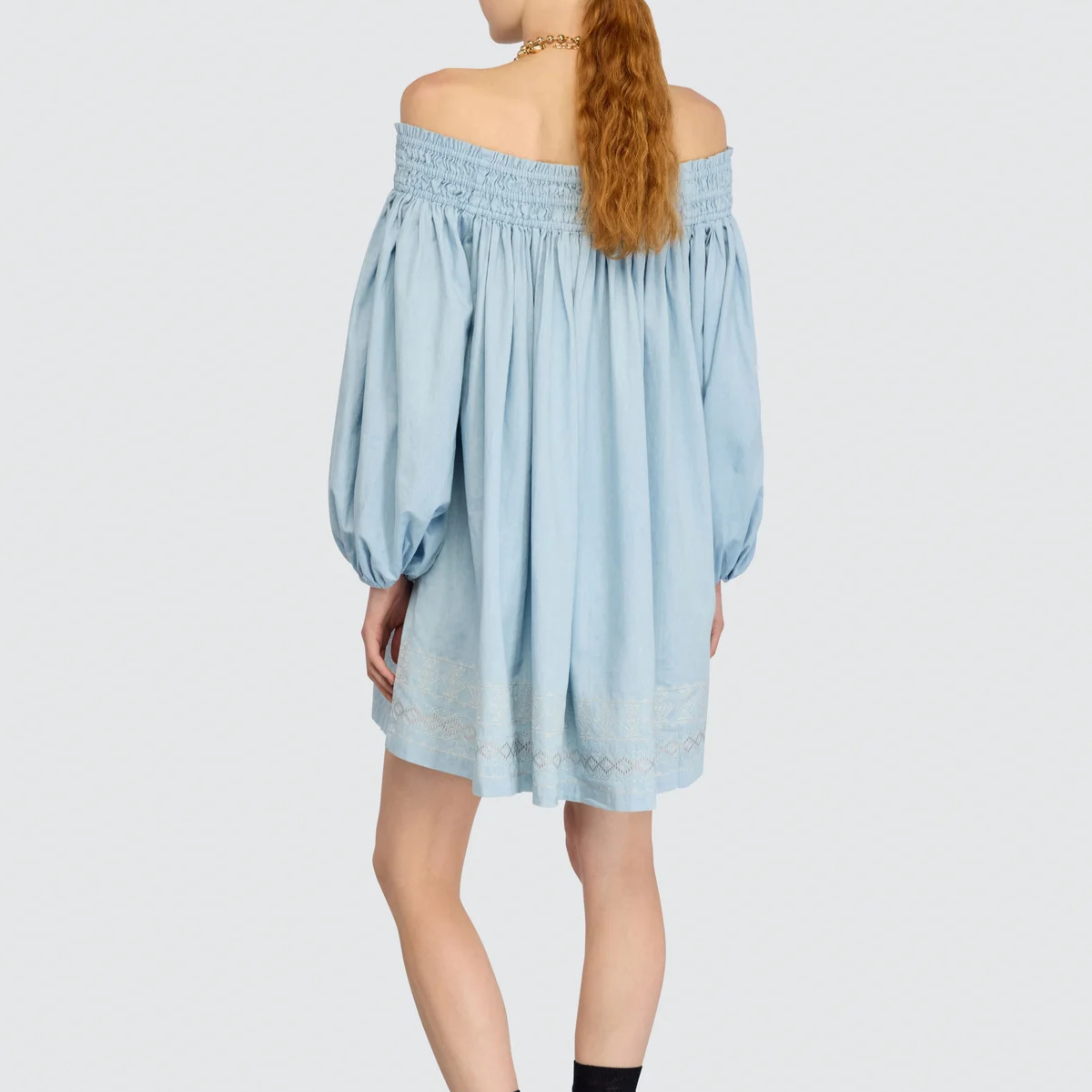 Semicouture Abito in Chambray Ricamato Sophie Donna Ninfea