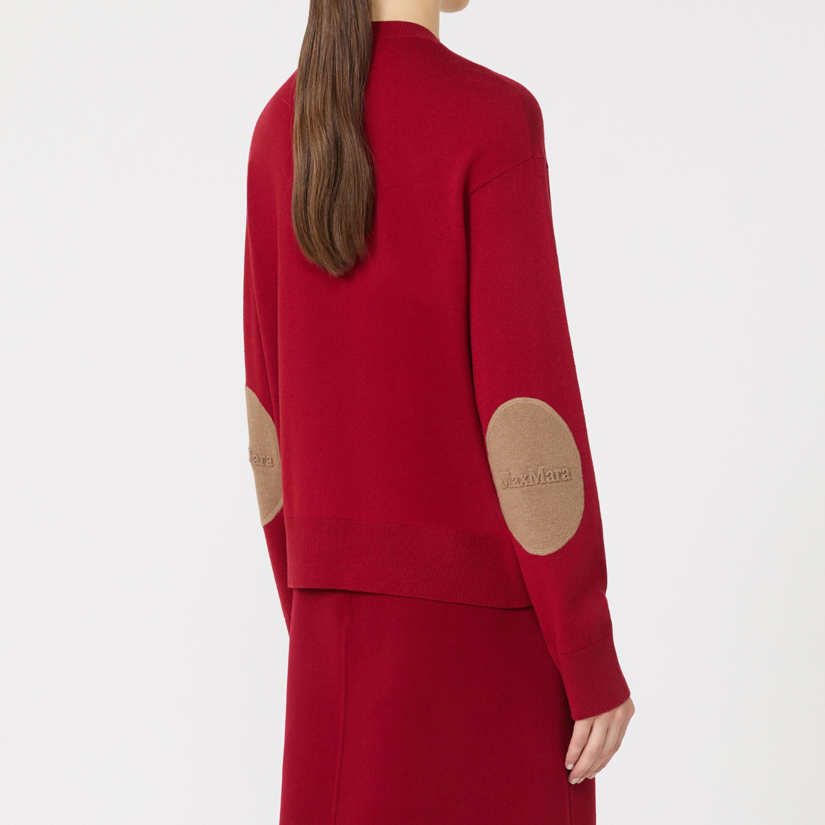 Max Mara Maglia in Lana con Toppe Logate Eco Donna Cammello