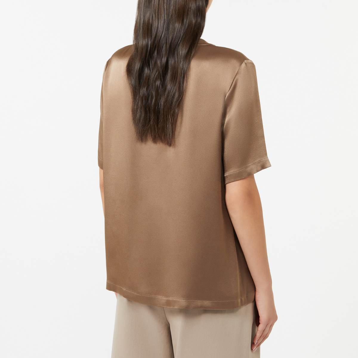 Max Mara T-shirt in Raso Rebby Donna Marrone