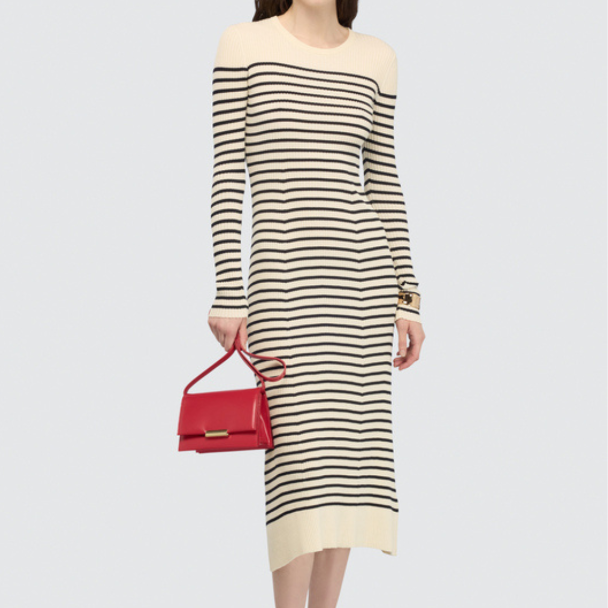 Semicouture Abito in Cotone a Righe Belinda Donna Panna e Baltico