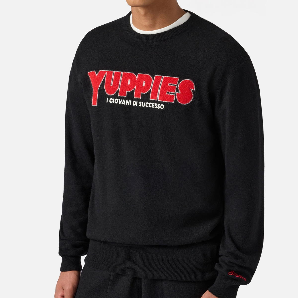 Mc2 Saint Barth Maglione in Lana Heron con Jaquard Yuppies Uomo Nero