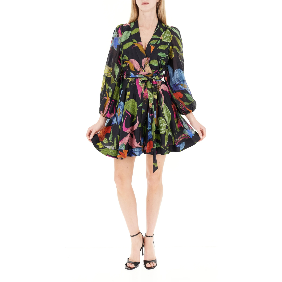 Lavi Couture Abito Corto a Portafoglio in Ramiè Donna Ligea Nero