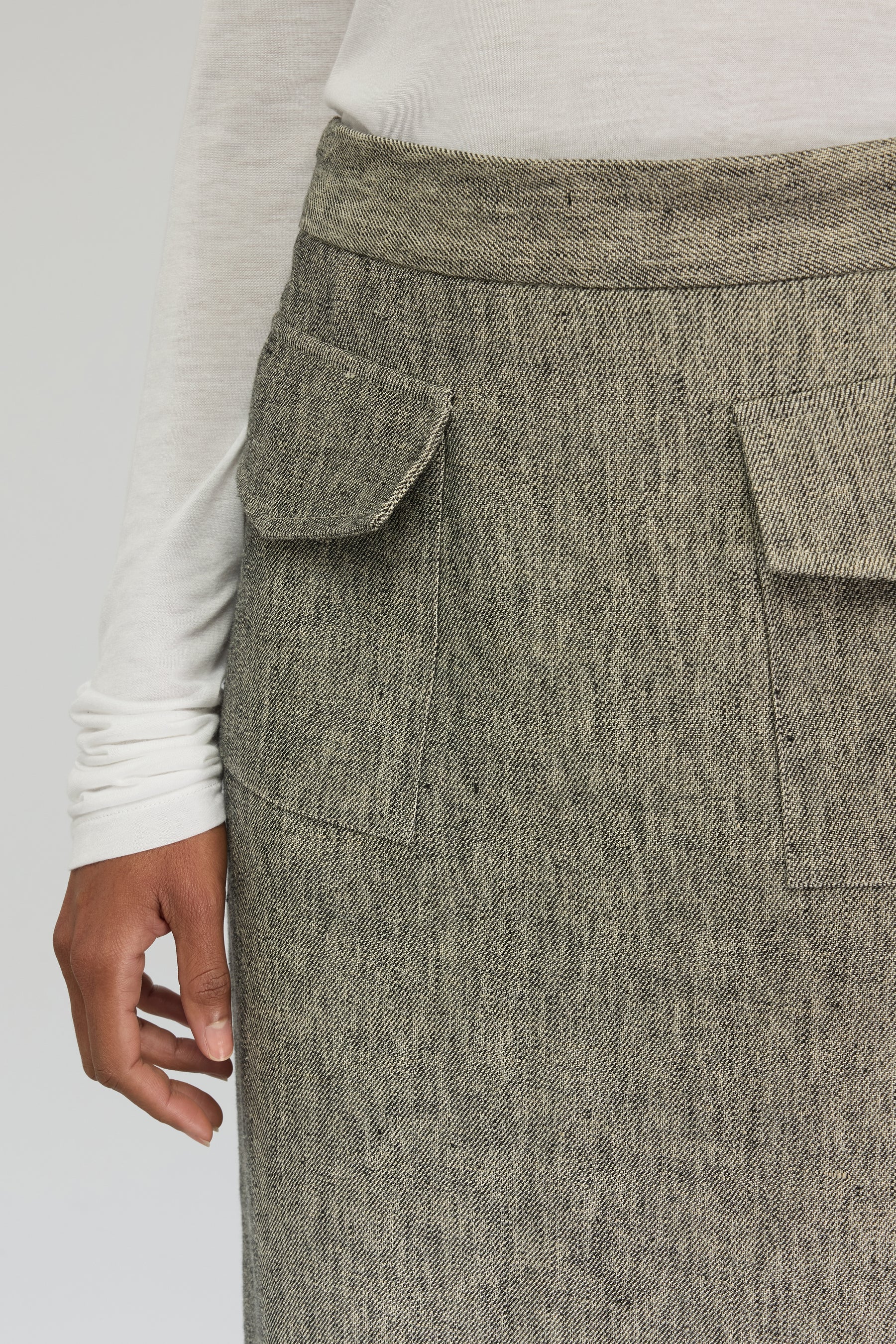 Semicouture Gonna in Lino e Cotone Donna Luna Nero