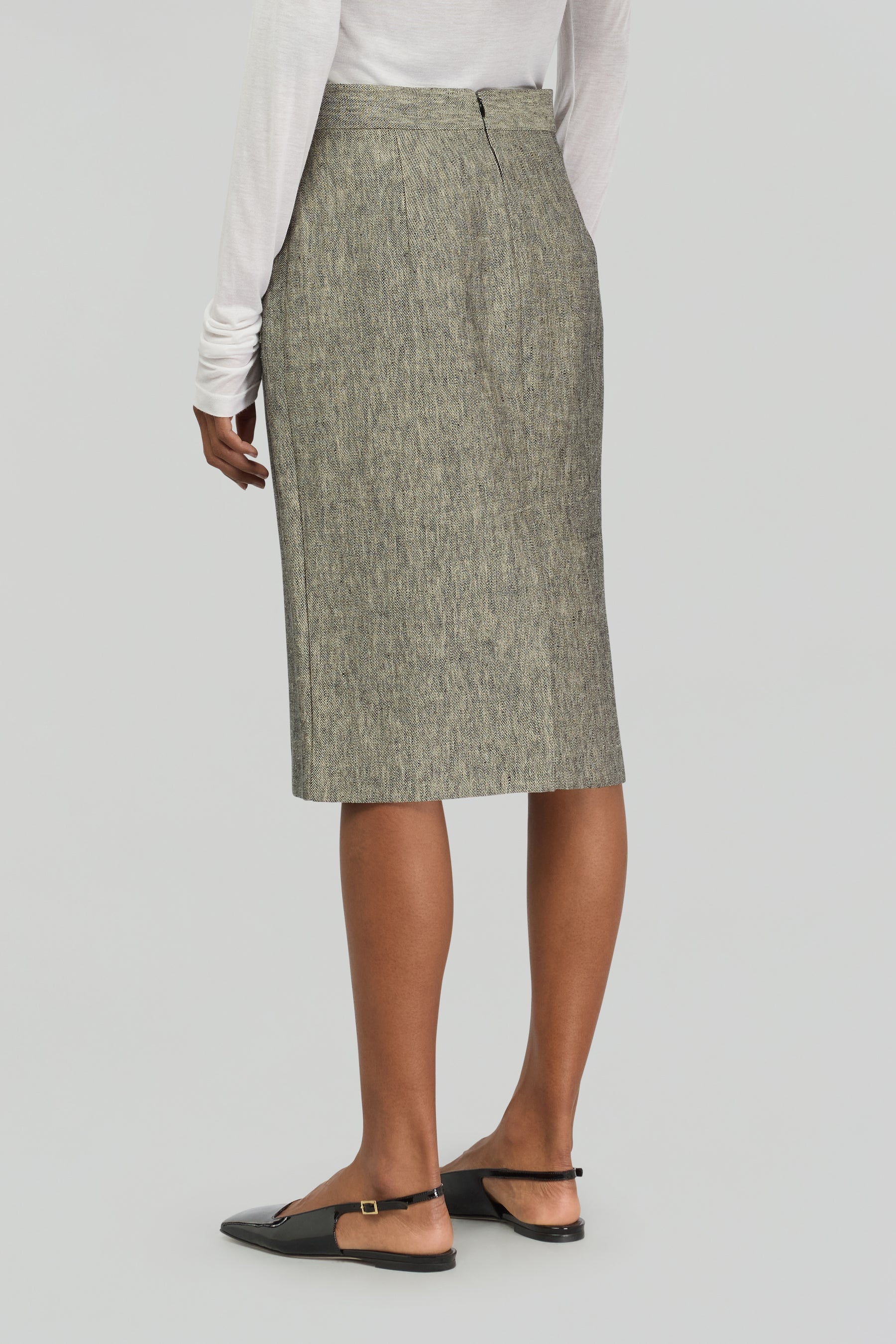 Semicouture Gonna in Lino e Cotone Donna Luna Nero