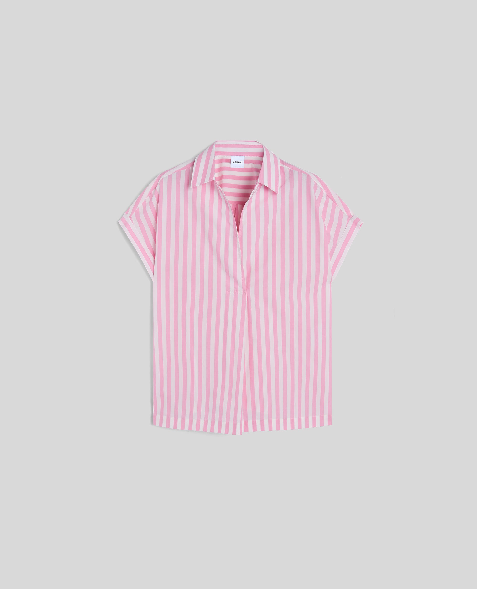 Aspesi Camicia in Cotone Donna 5654 Righe Rosa e Bianco
