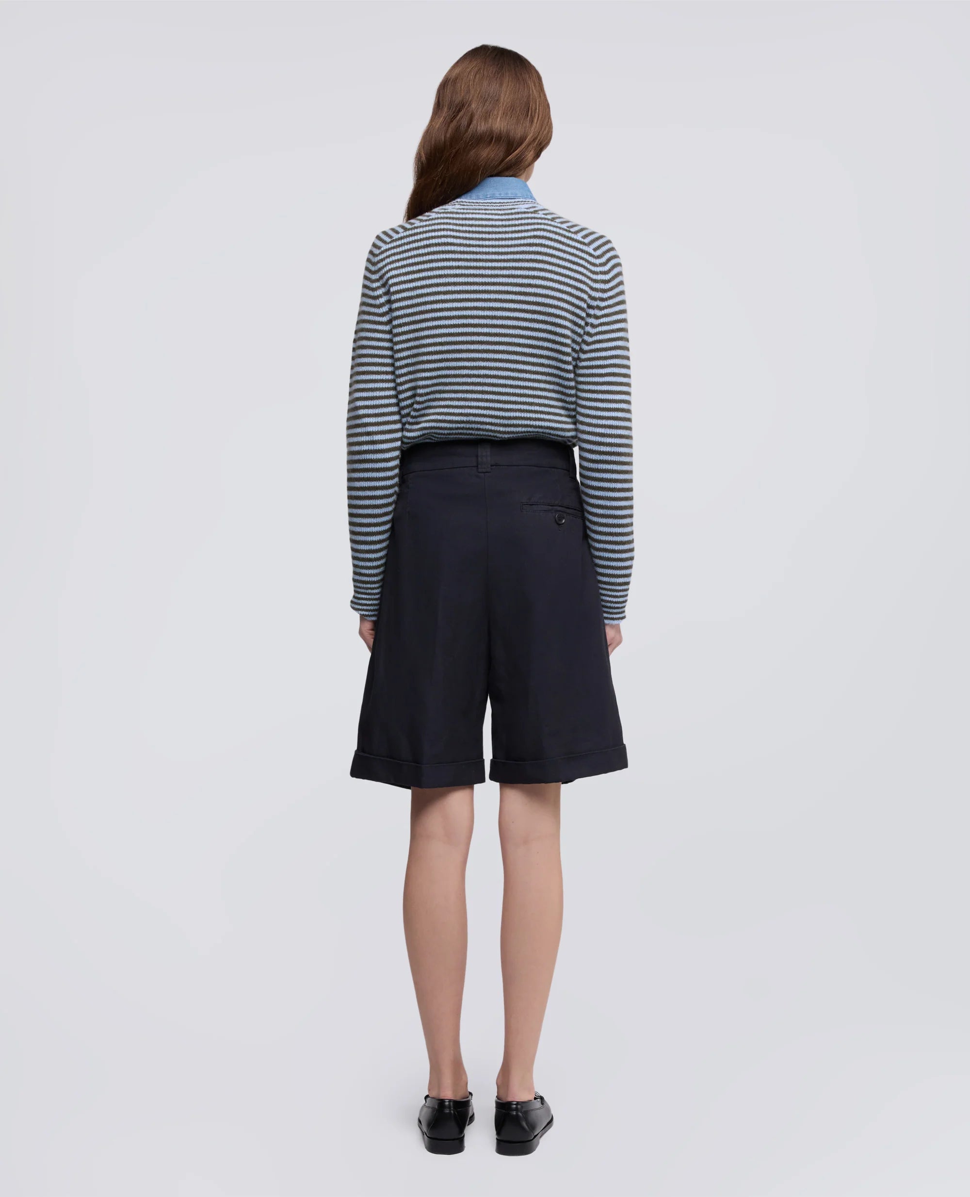 Aspesi Bermuda in Gabardina in Cotone e Lino Mod. 0210 Donna Navy