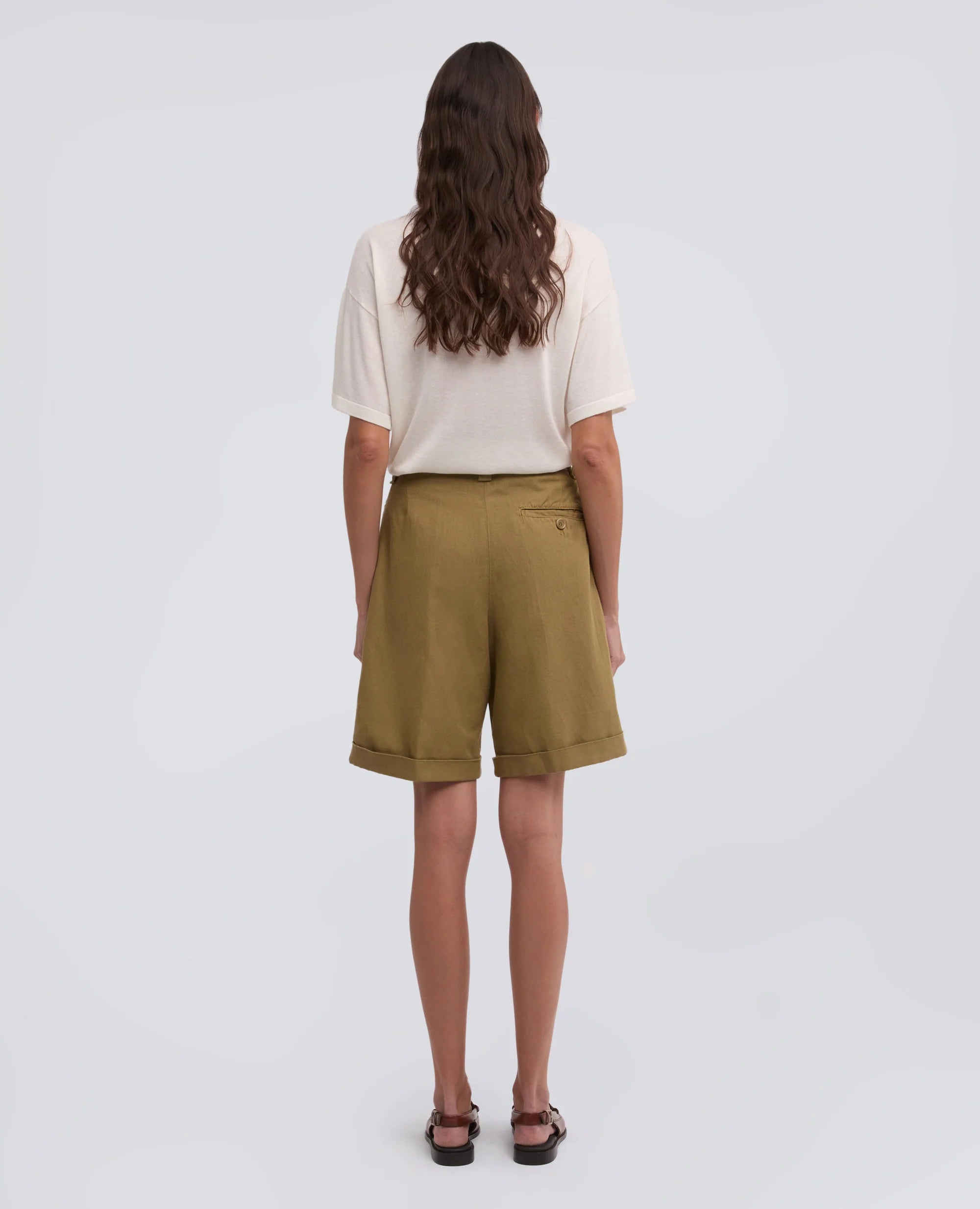 Aspesi Bermuda in Gabardina in Cotone e Lino Mod. 0210 Donna Beige