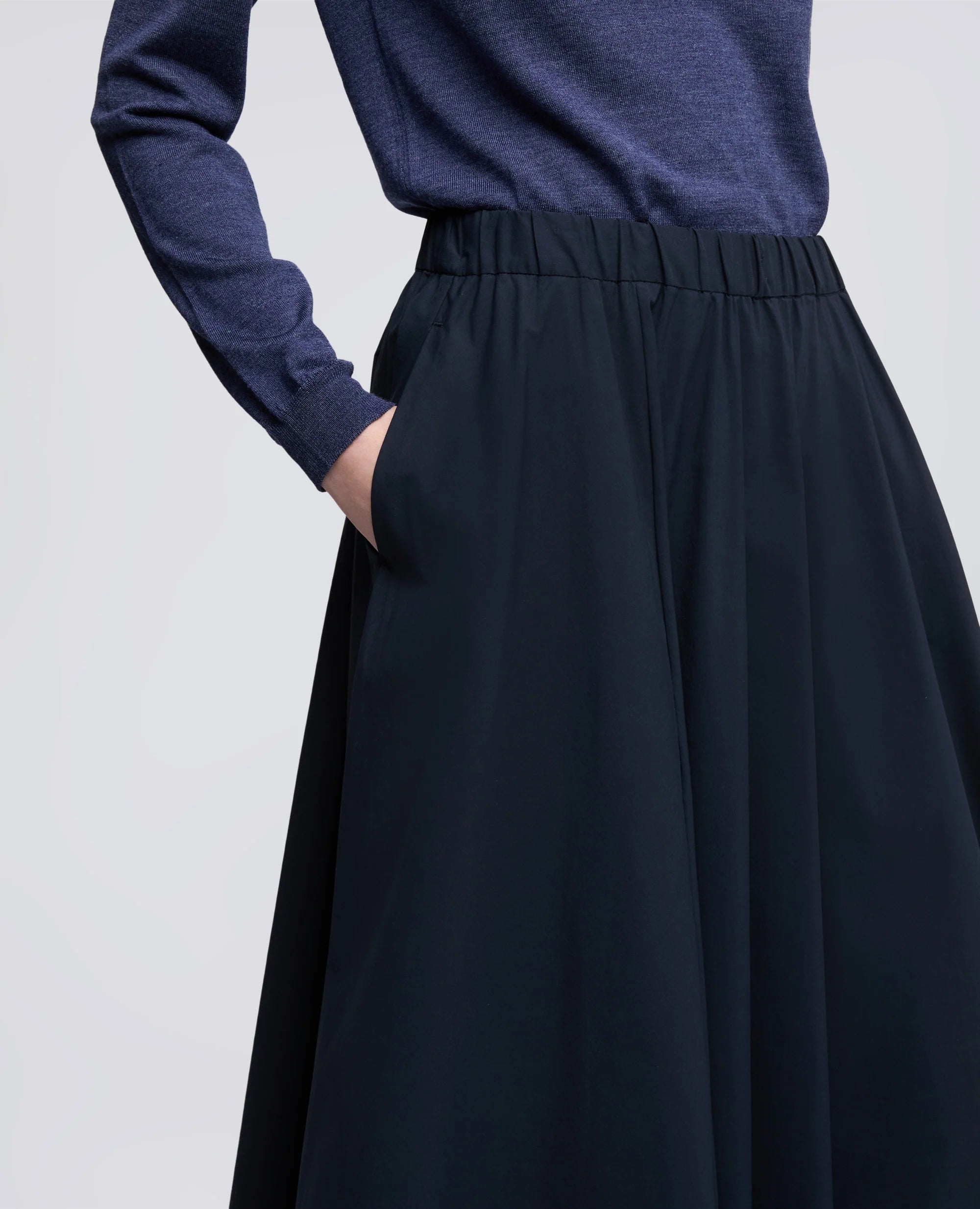 Aspesi Gonna in Popeline di Cotone e Nylon Stretch Donna Blu Navy