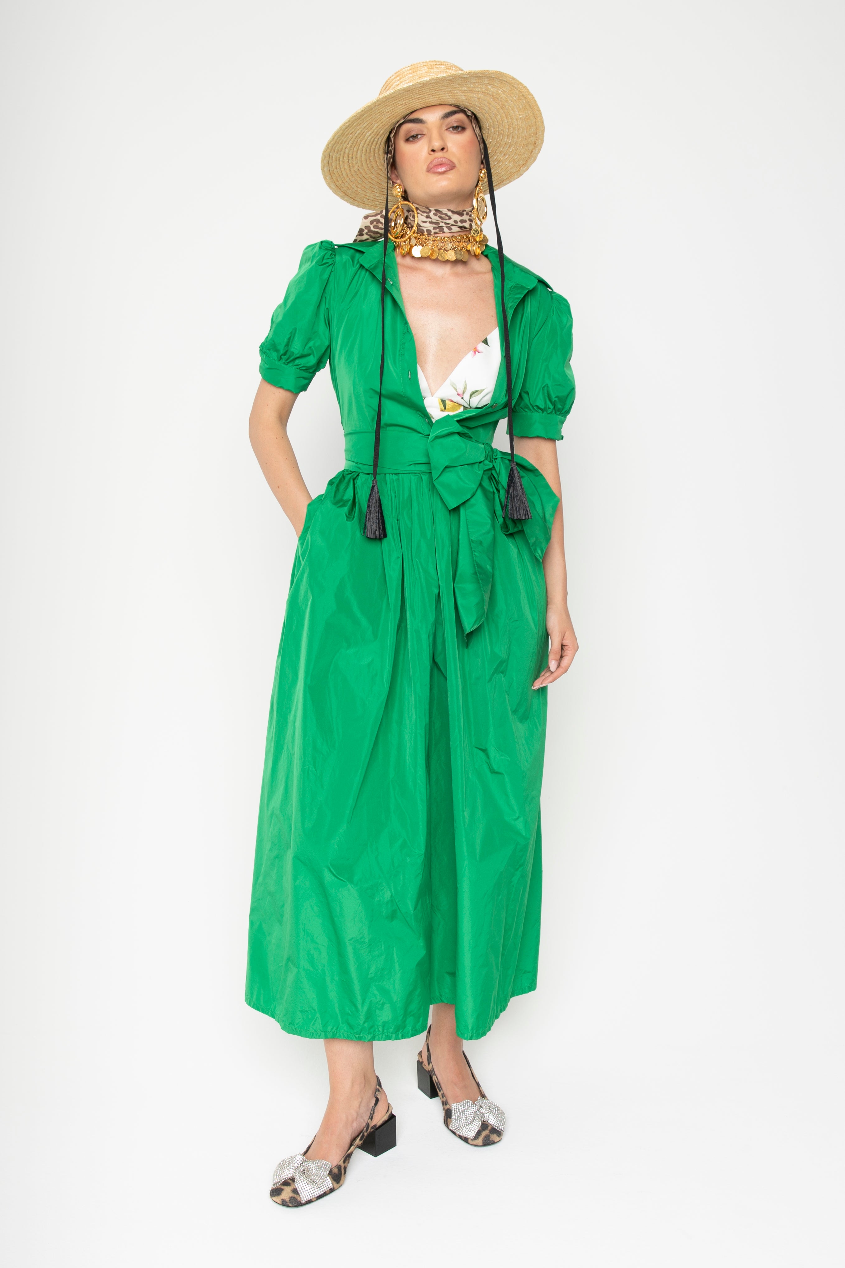 Lavi Couture Abito Chemisier Lungo Donna Salcerella Verde