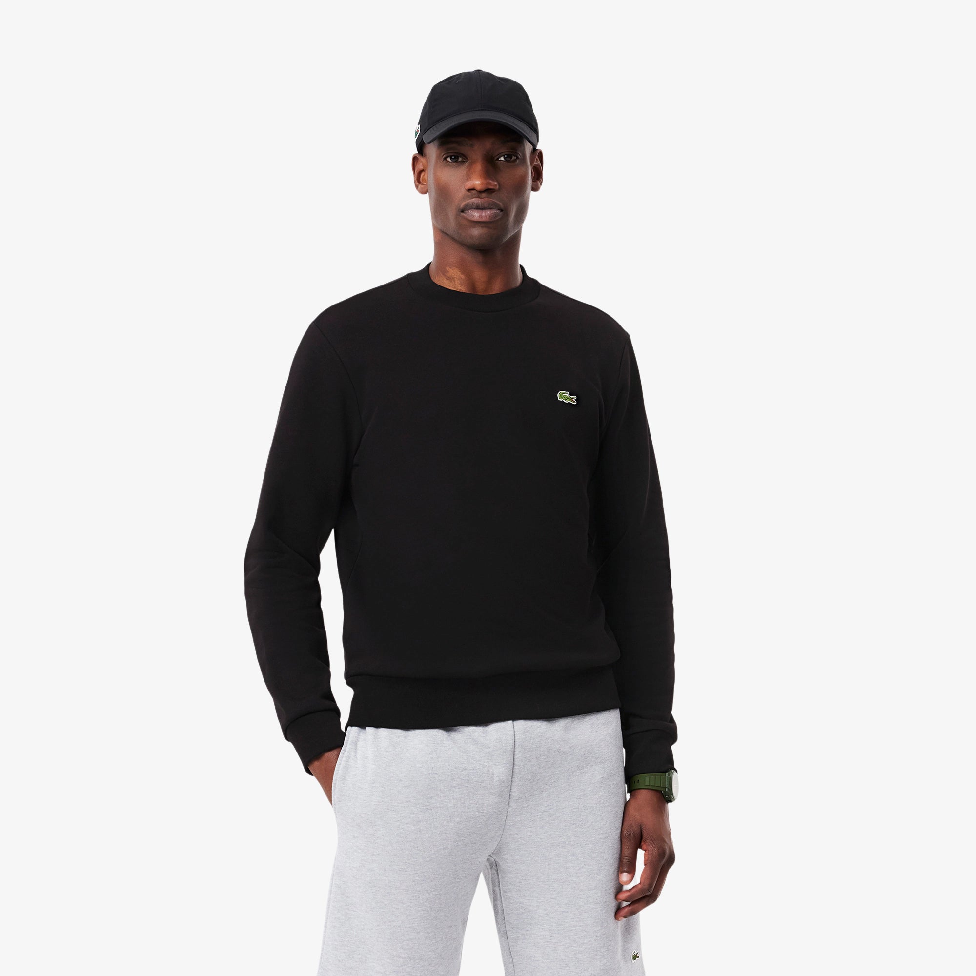 Lacoste Felpa in Cotone e Pile Unisex SH9608 Nero