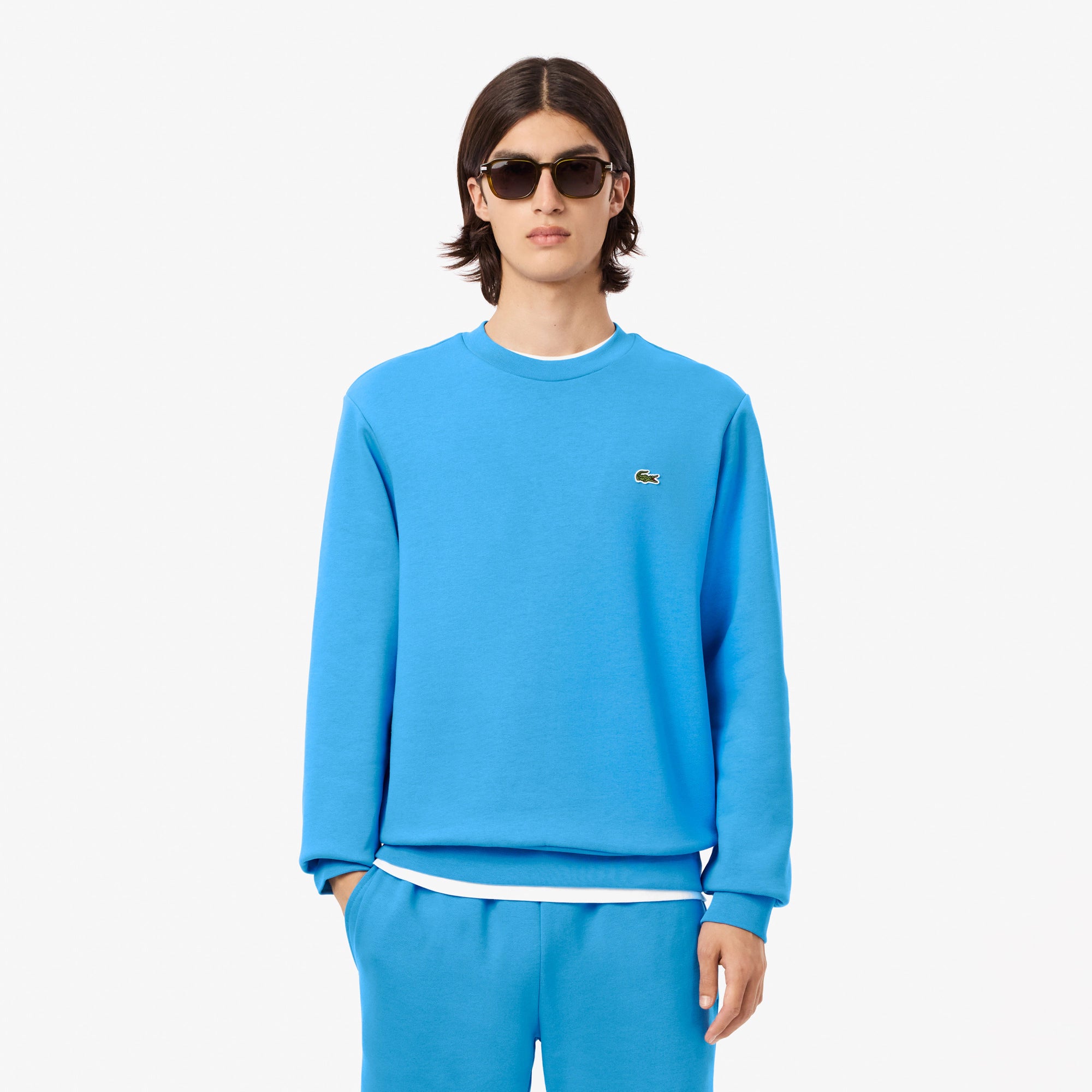 Lacoste Felpa in Cotone e Pile Unisex SH9608 Azzurro