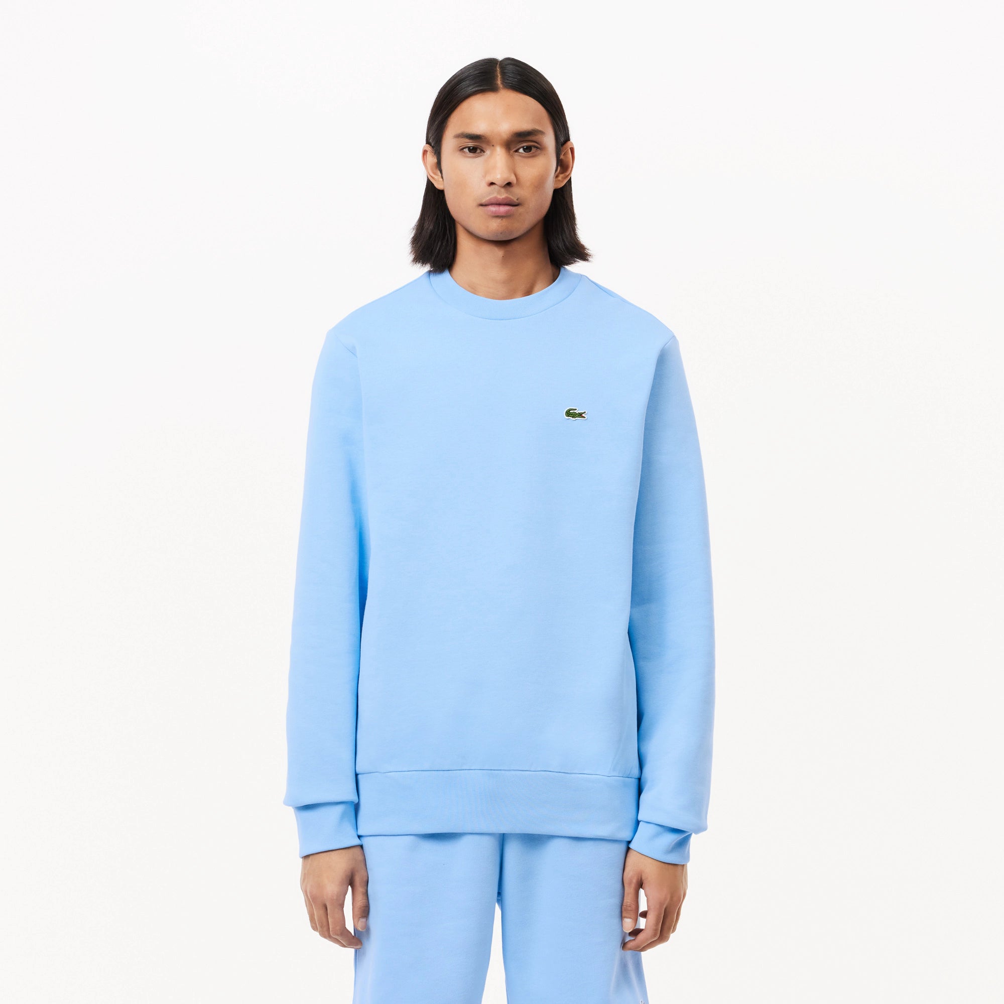 Lacoste Felpa in Cotone e Pile Unisex SH9608 Blu Pastello
