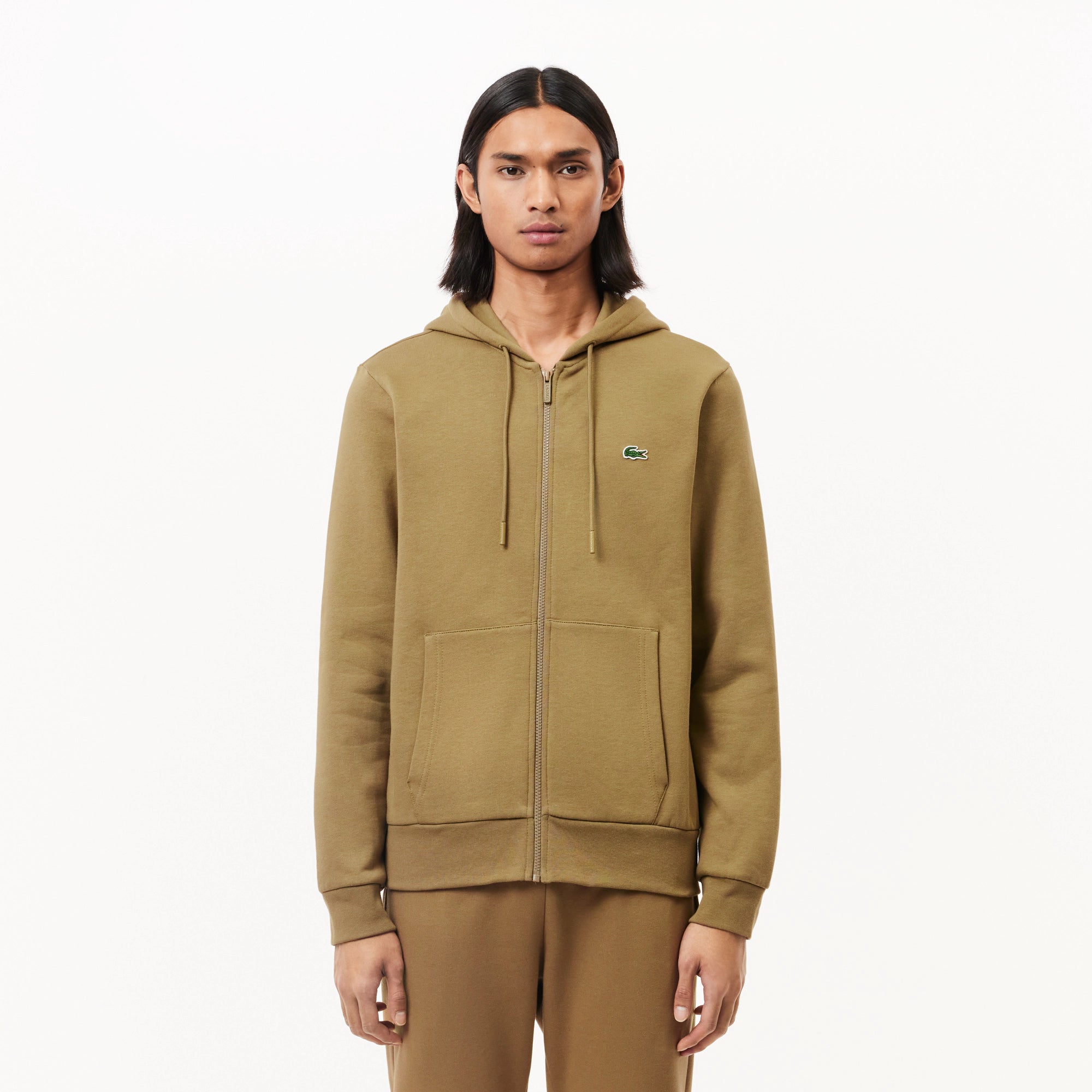 Lacoste Felpa con Zip Uomo SH9626 Marrone