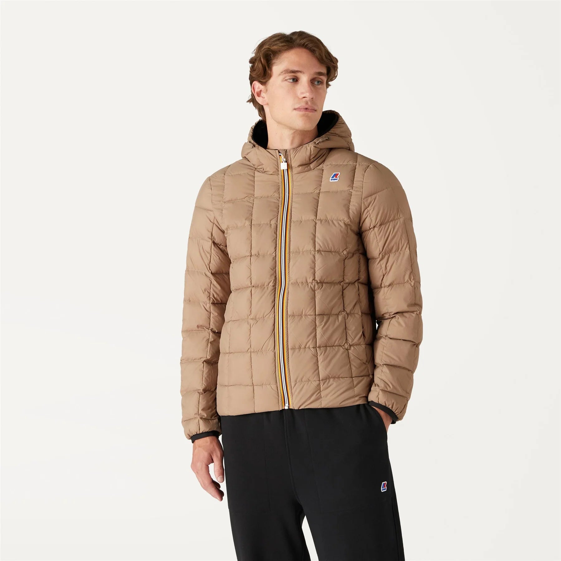 K-Way Giacca Corta Uomo Jaques Thermo Plus Double Nero e Beige