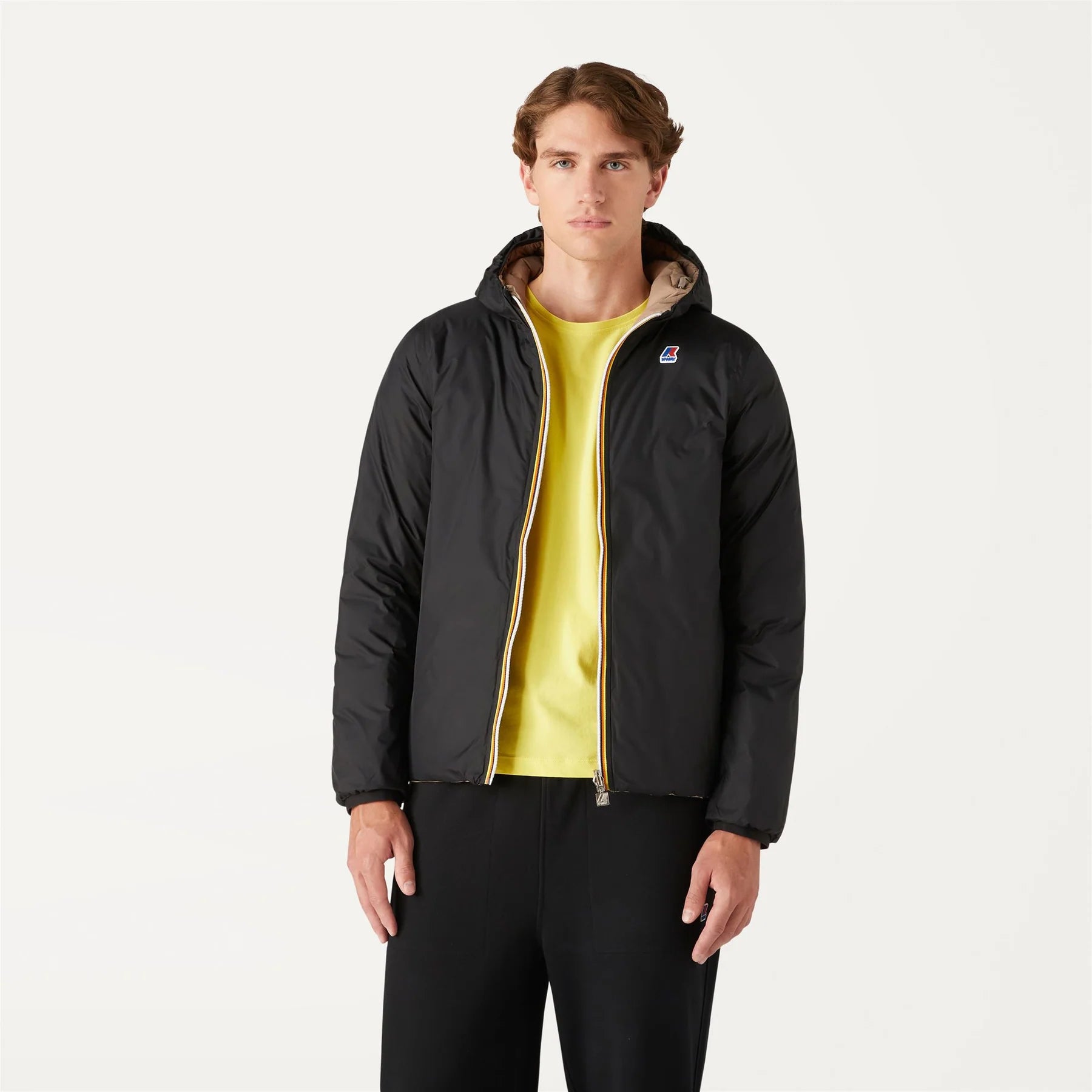 K-Way Giacca Corta Uomo Jaques Thermo Plus Double Nero e Beige