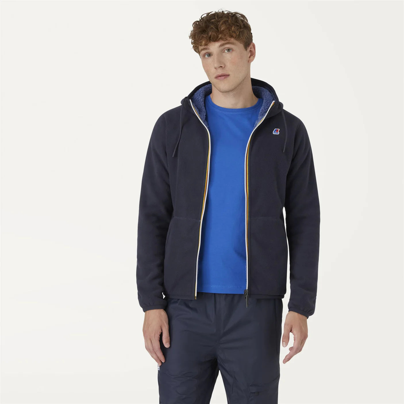 K-Way Felpa Reversibile in Pile Uomo Jacques Polar Double Blue Depth e Blue Royal Marine