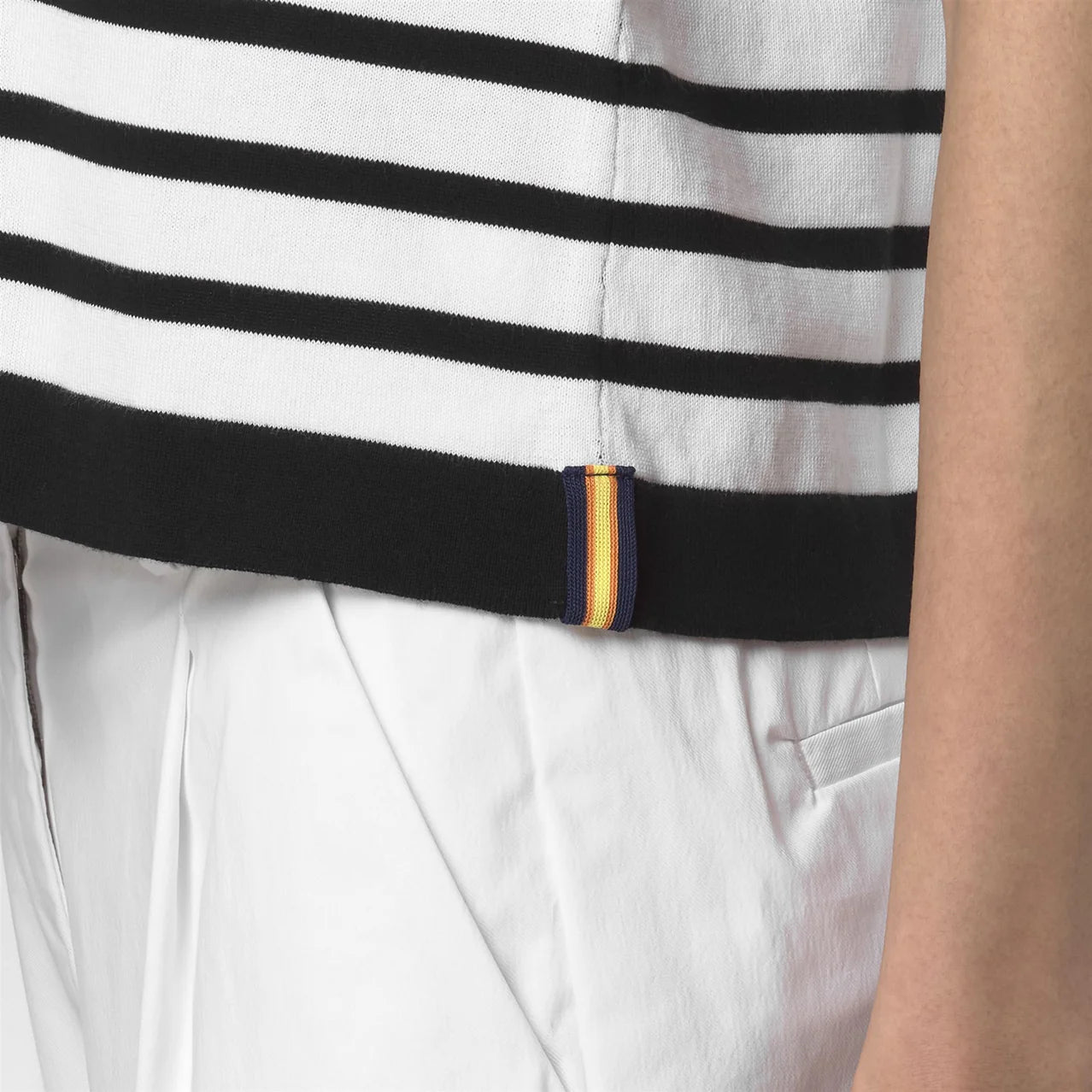 K-Way Canotta in Cotone Donna Geri Stripes Bianco e Nero