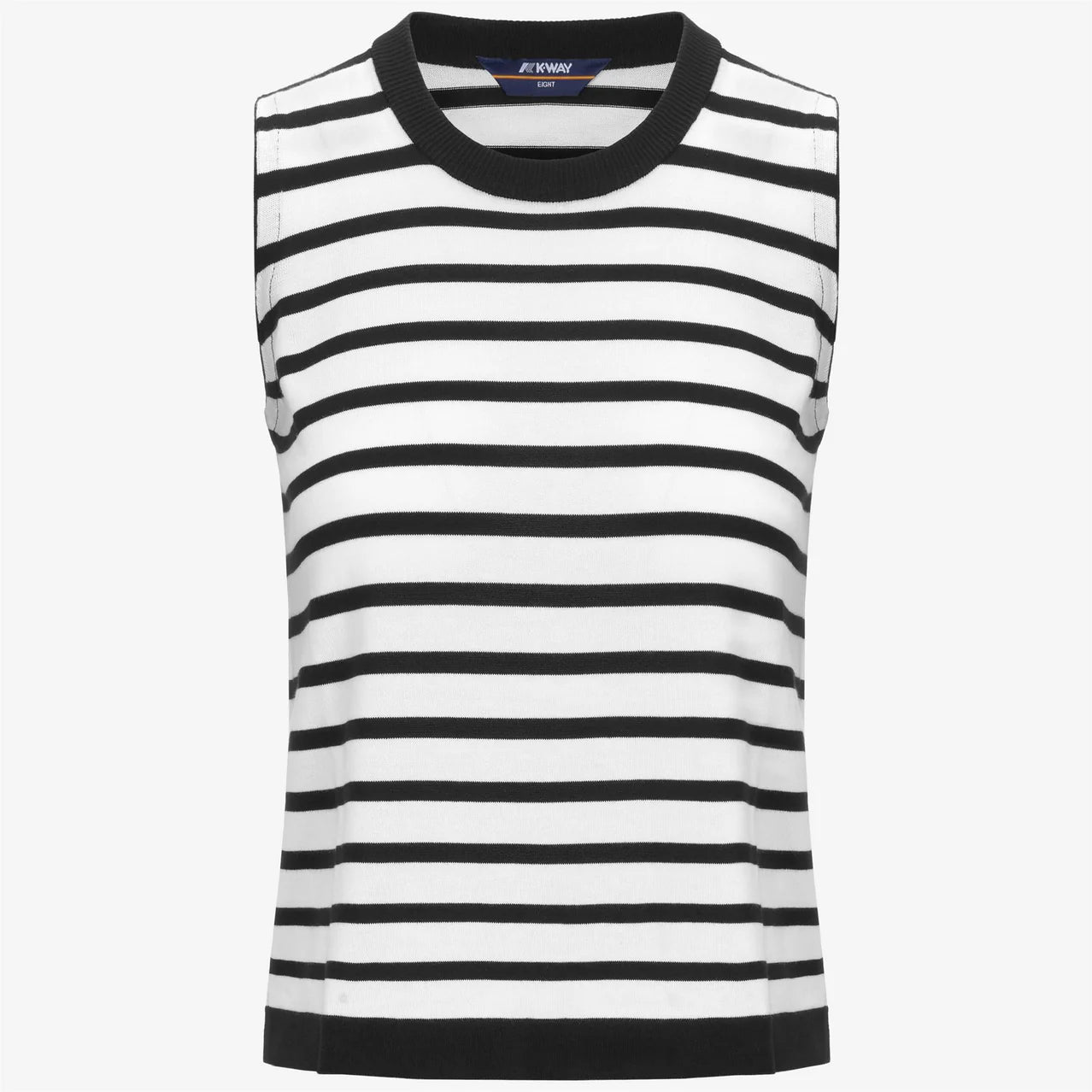 K-Way Canotta in Cotone Donna Geri Stripes Bianco e Nero
