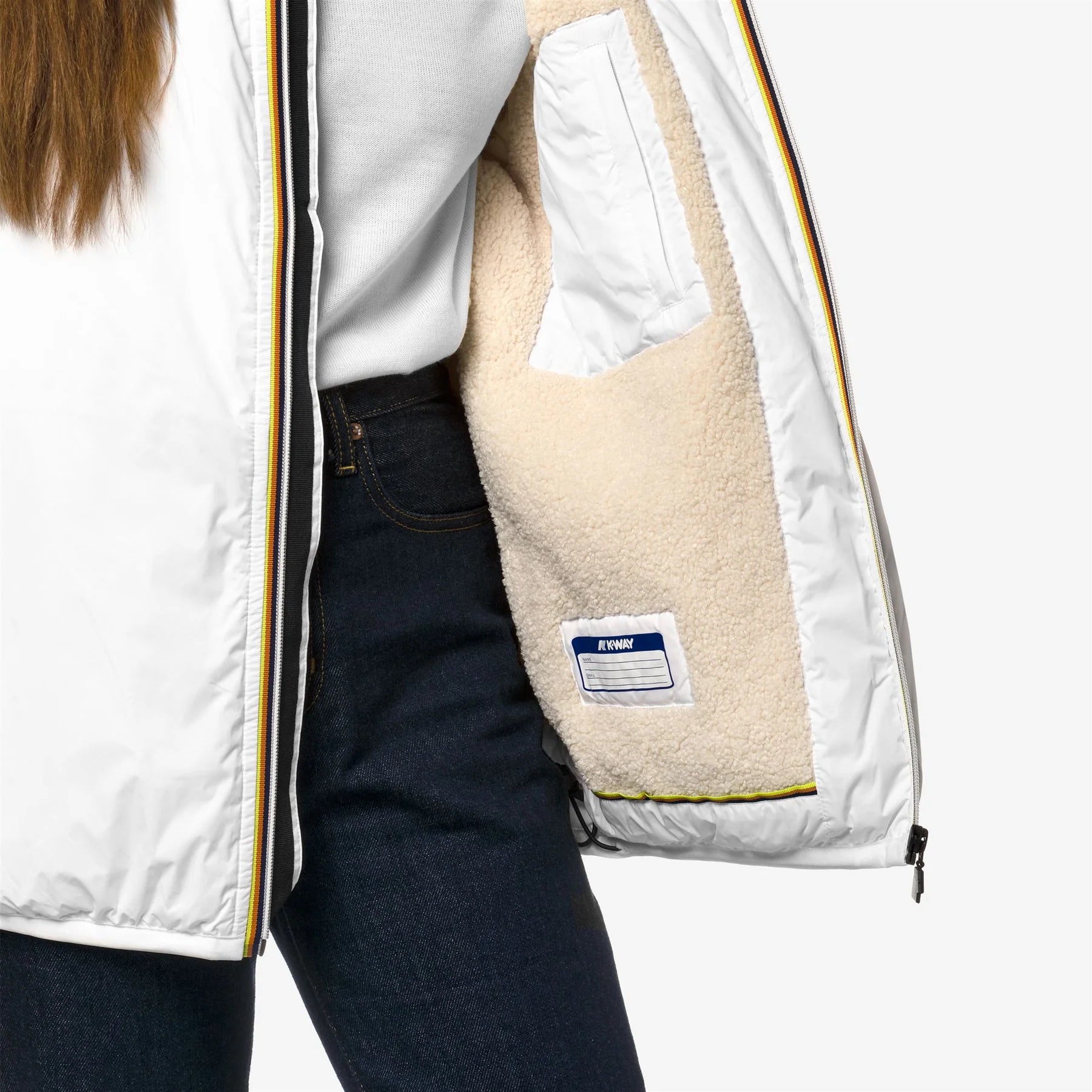 K-Way Giacca Corta Donna Le Vrai 3.0 Claudette Orsetto Bianco