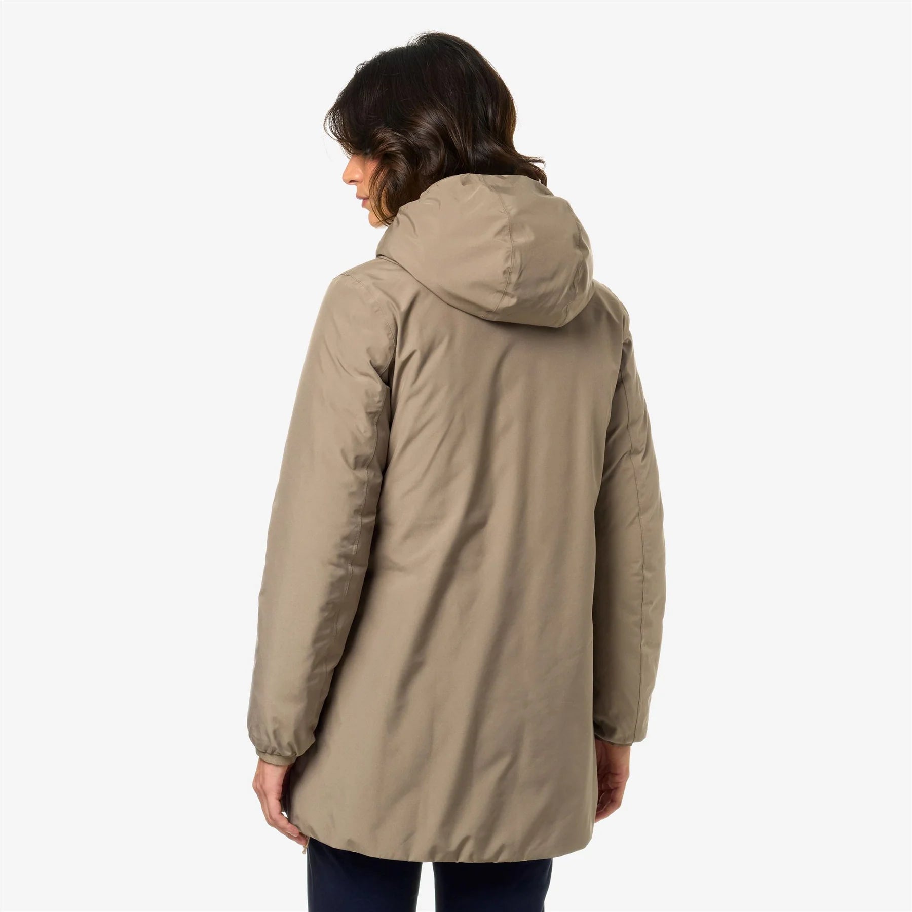 K Way Giacca Lunga Donna Sophie Eco Stretch Thermo Double Beige e Rosa